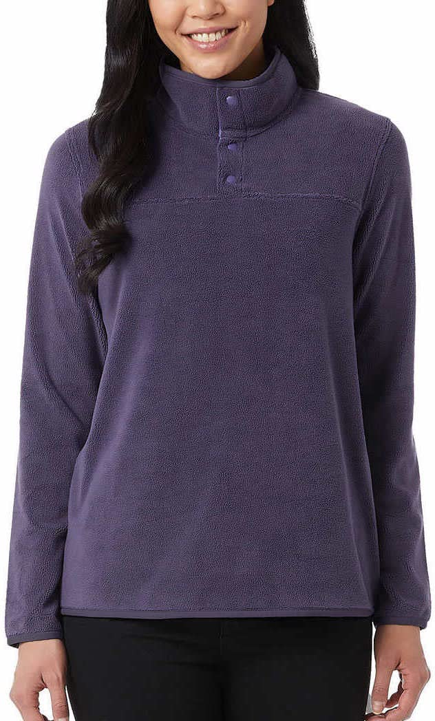 32 Degrees Women's Midweight Snap Arctic Fleece Pullover Jacket - Warm Winter Layering for Outdoor Activities & Casual Wear