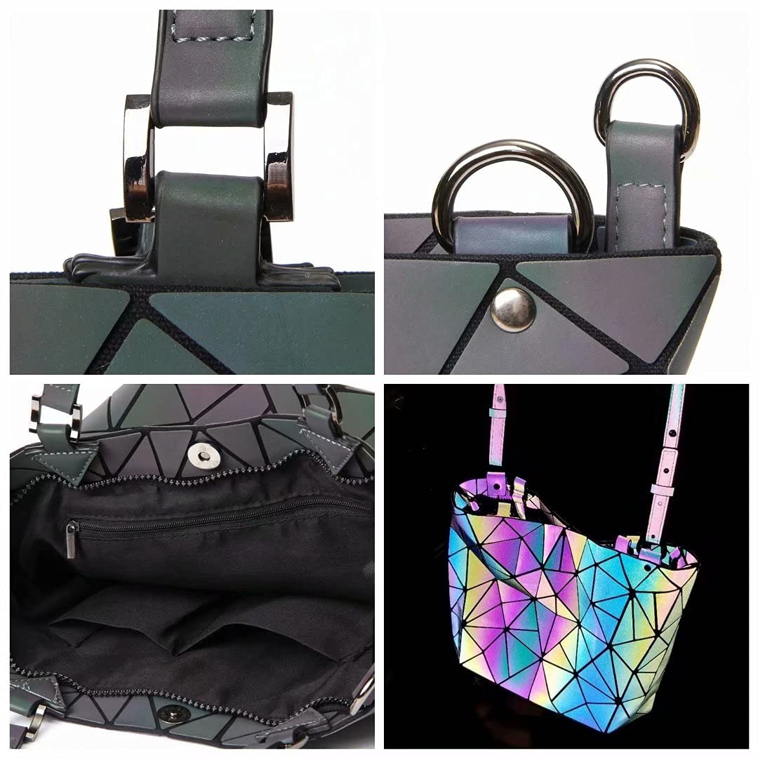 Geometric Reflective Handbag for Women - Luminous Lattice Shoulder Bag & Holographic Crossbody Purse | Night Out, Party, Festival, Rave Accessory
