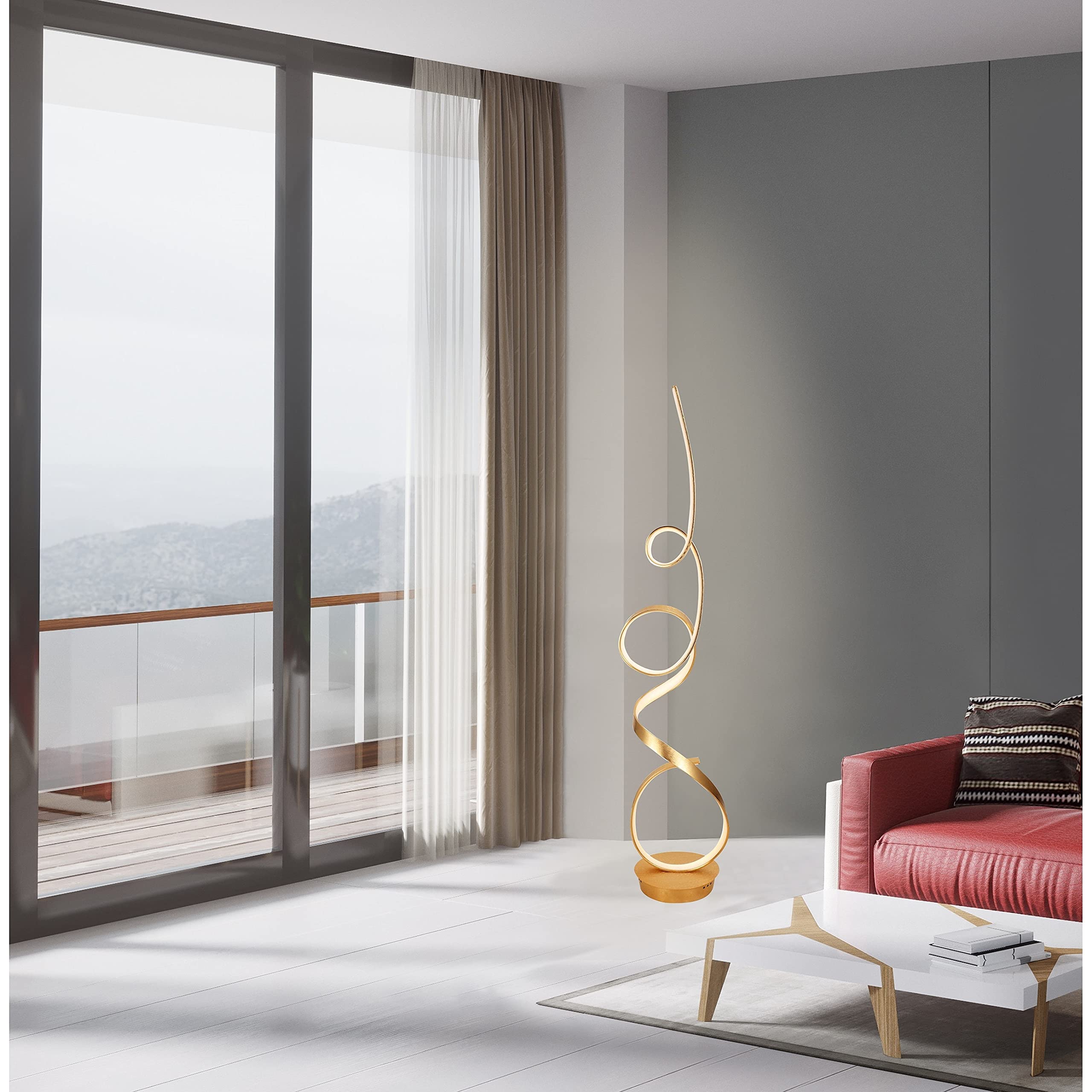Modern Gold Integrated LED Floor Lamp with 63 Contemporary Bulbs - Bright Lighting for Living Room, Bedroom & Office Decor