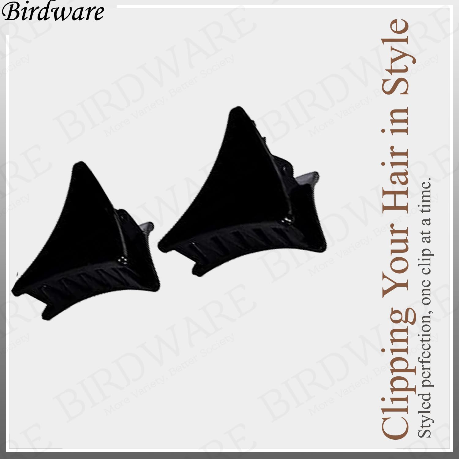 BIRDWARE Medium Black Acrylic Stone Hair Clips for Women - 6 Pack Hair Clutchers | Elegant Hair Accessories for Parties, Weddings & Everyday Styling