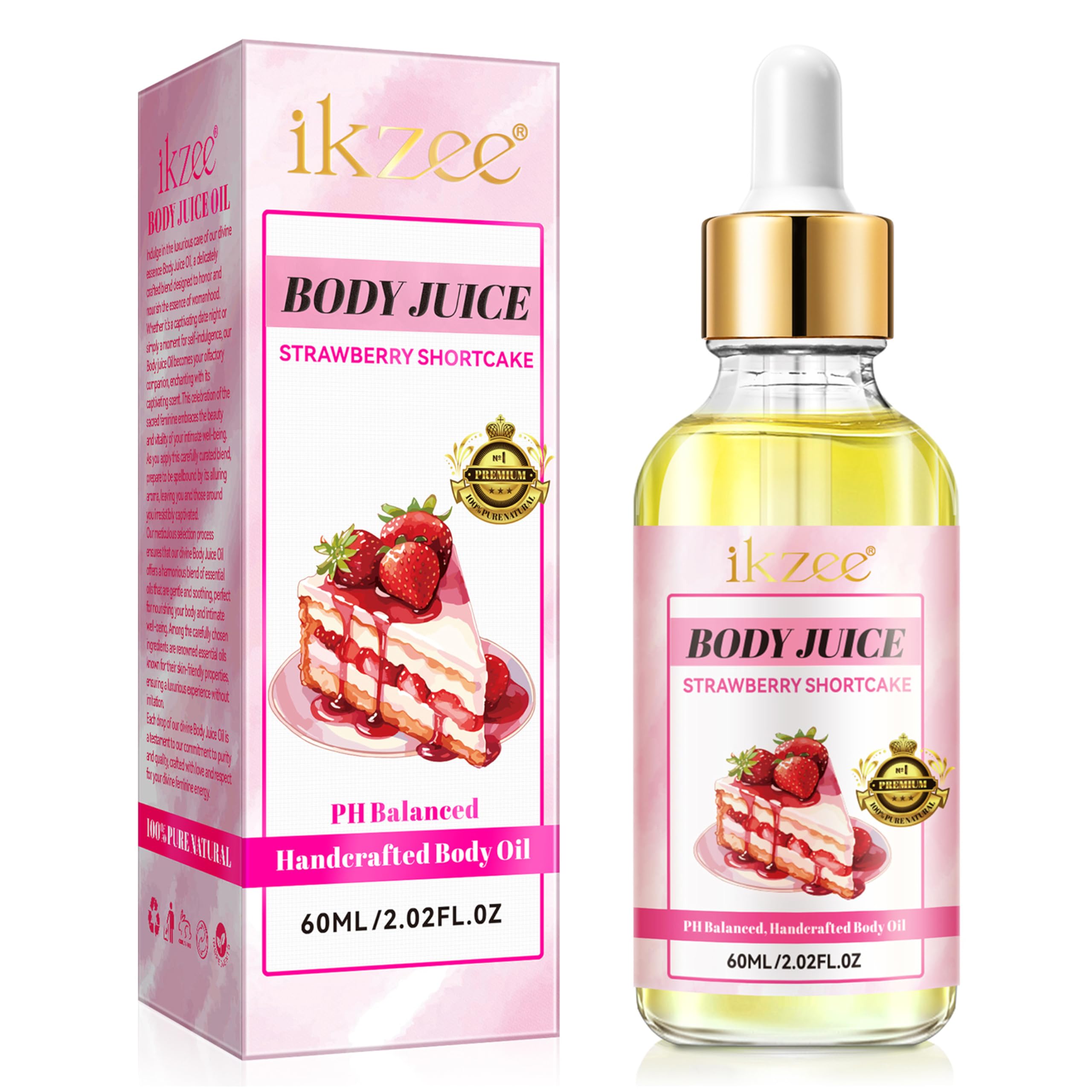 **Organic Coconut Cream Pie & Vanilla Body Oil - 60ml Handcrafted Moisturizing Body Oil for Women - Hydrating, Nourishing & Long-Lasting - Perfect for Dry Skin, Massage & Aromatherapy (Strawberry Shortcake Scent)**