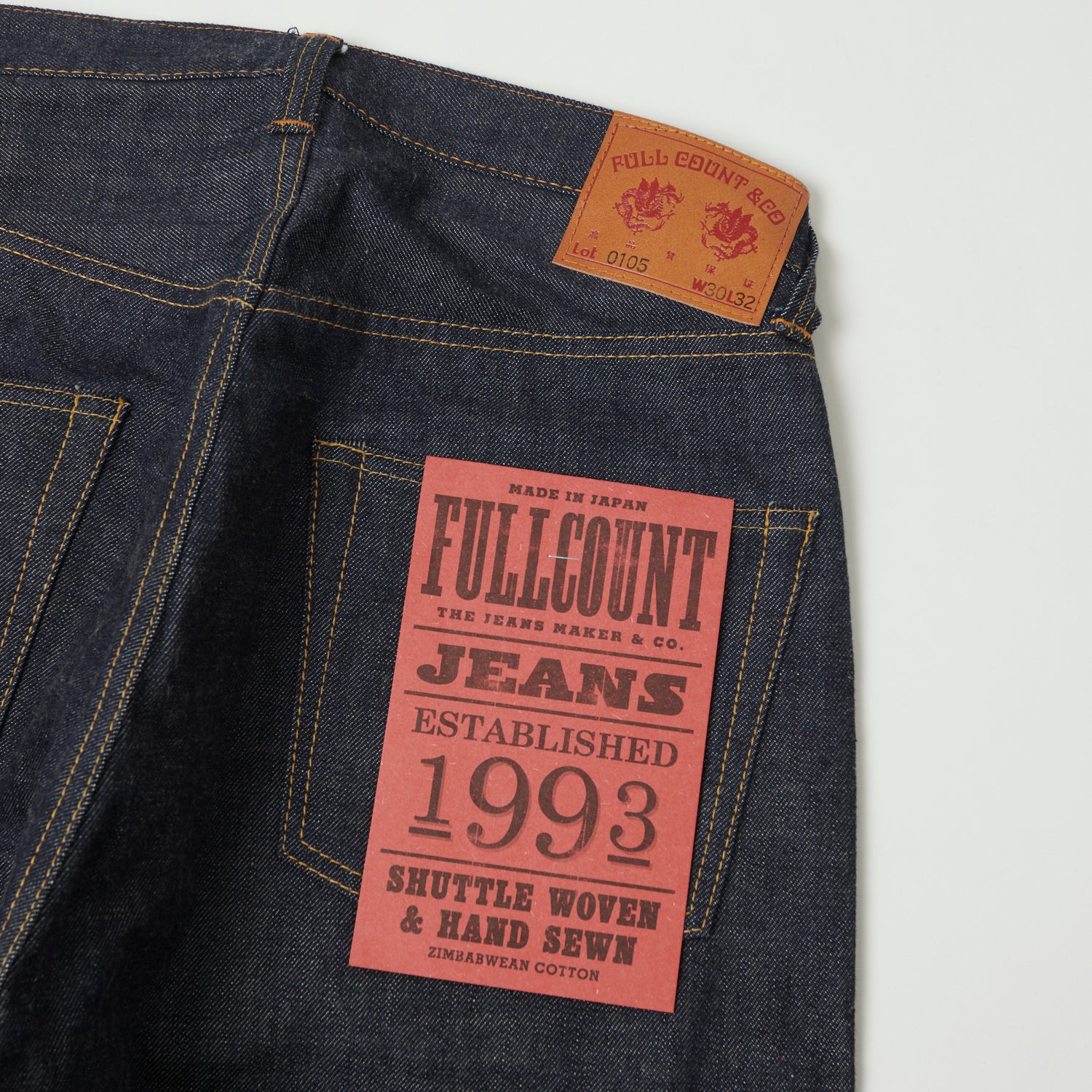 Full Count 0105 13.7oz Raw Denim Jeans - Wide Straight Fit with Plain Pocket | Durable & Stylish for Casual Wear, Work, and Everyday Outfits