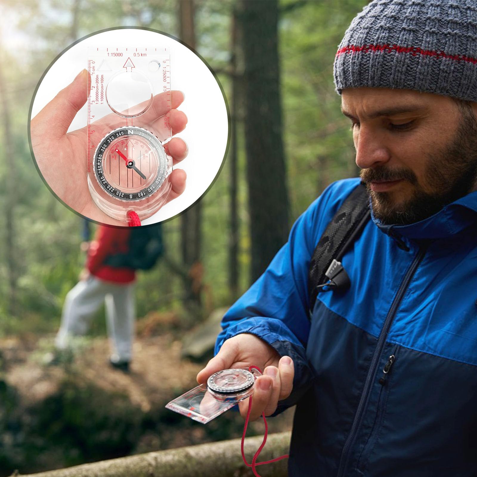 BlingKingdom Multifunctional Waterproof Compass with Map Ruler & Magnifier - Adjustable Lanyard for Hiking, Camping, Outdoor Navigation & Survival Gear | Perfect for Explorers, Backpacking & Map Reading Adventures