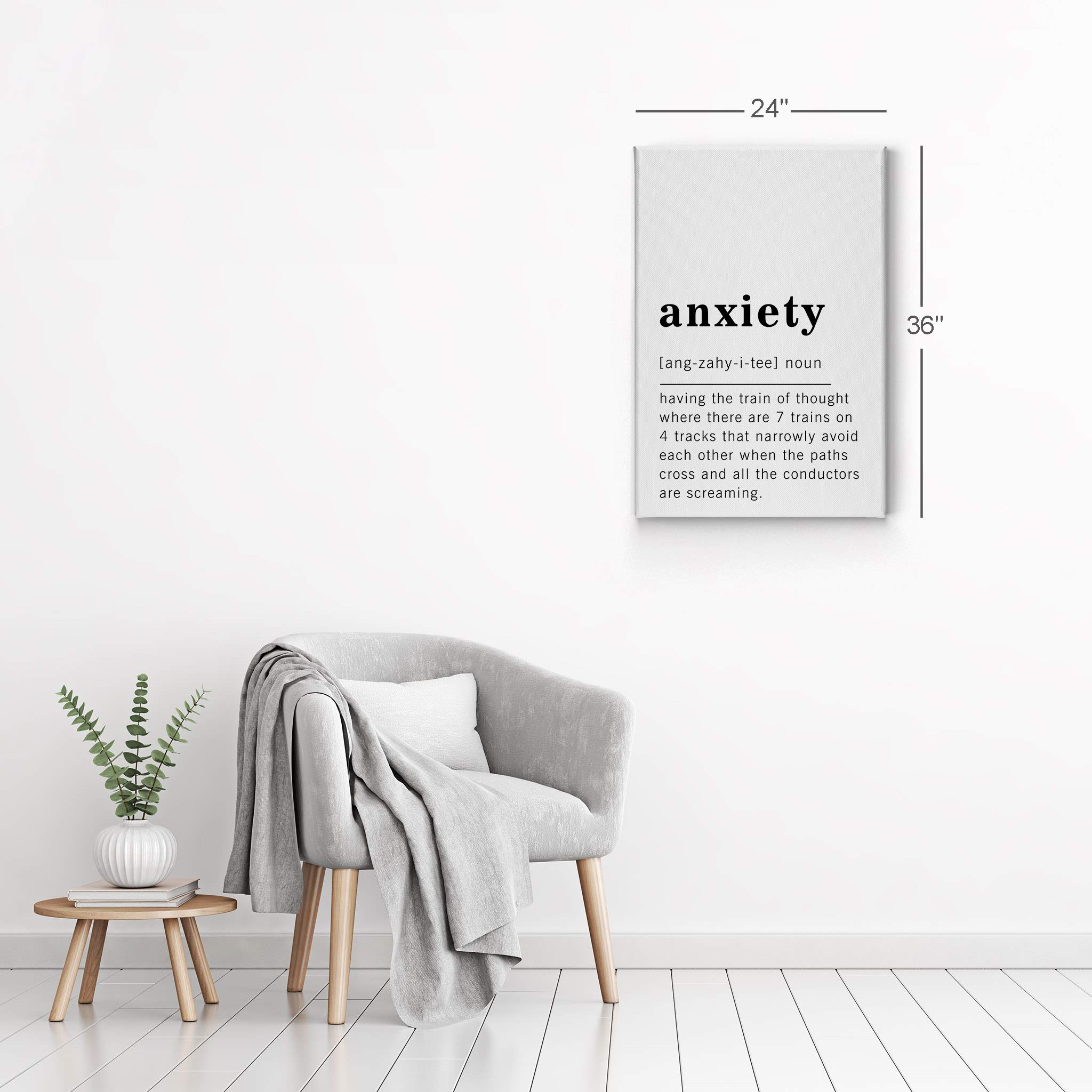 Funny Anxiety Definition Canvas Print - Inspirational Quote Wall Art for Office, Living Room, Bedroom & Bathroom - Ready to Hang Home Decor (40x30 inches) | Perfect for Stress Relief & Humorous Therapy | Made in USA