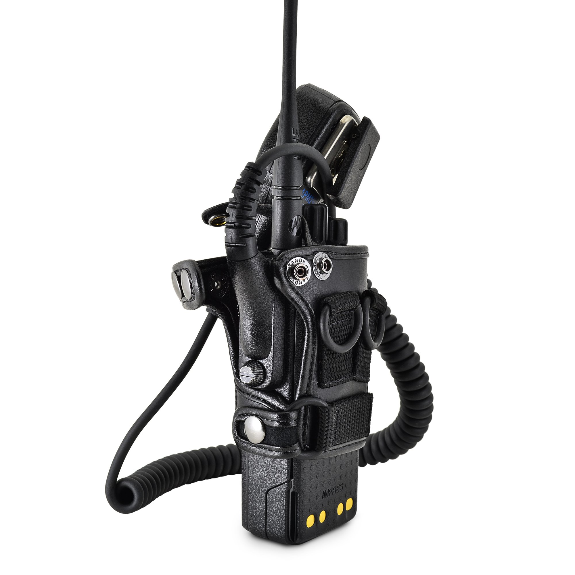 Motorola XPR 7550 Radio Holster - Heavy Duty Black Leather Belt Clip with D Rings for Firefighters & Police Officers | Secure Two-Way Radio Holder for Tactical Duty, Emergency Response & Field Operations