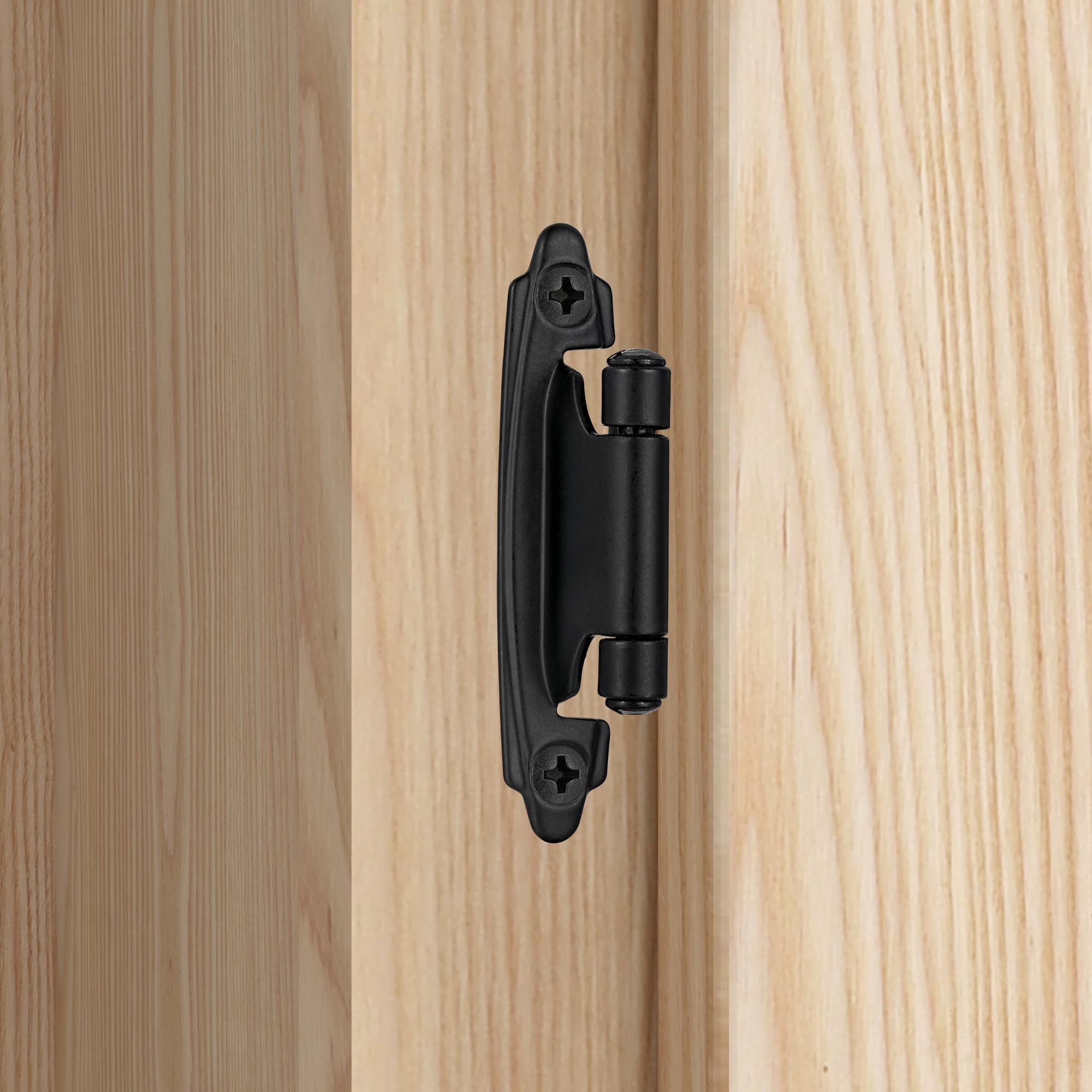 4 Pack (2 Pair) Matte Black Self-Closing Cabinet Hinges - 1/2