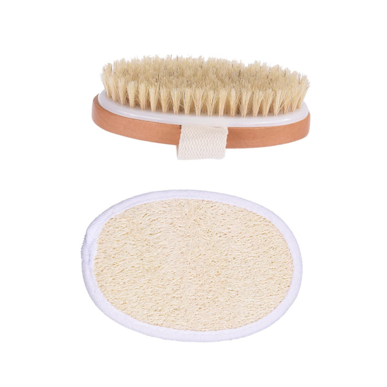FOMIYES 2-Pack Natural Bamboo Body Scrubber & Shower Brush - Exfoliating Back Massage Brush for Dry Skin, Hair Washing & Relaxing Bath Time (Perfect for Spa, Home & Travel Use)