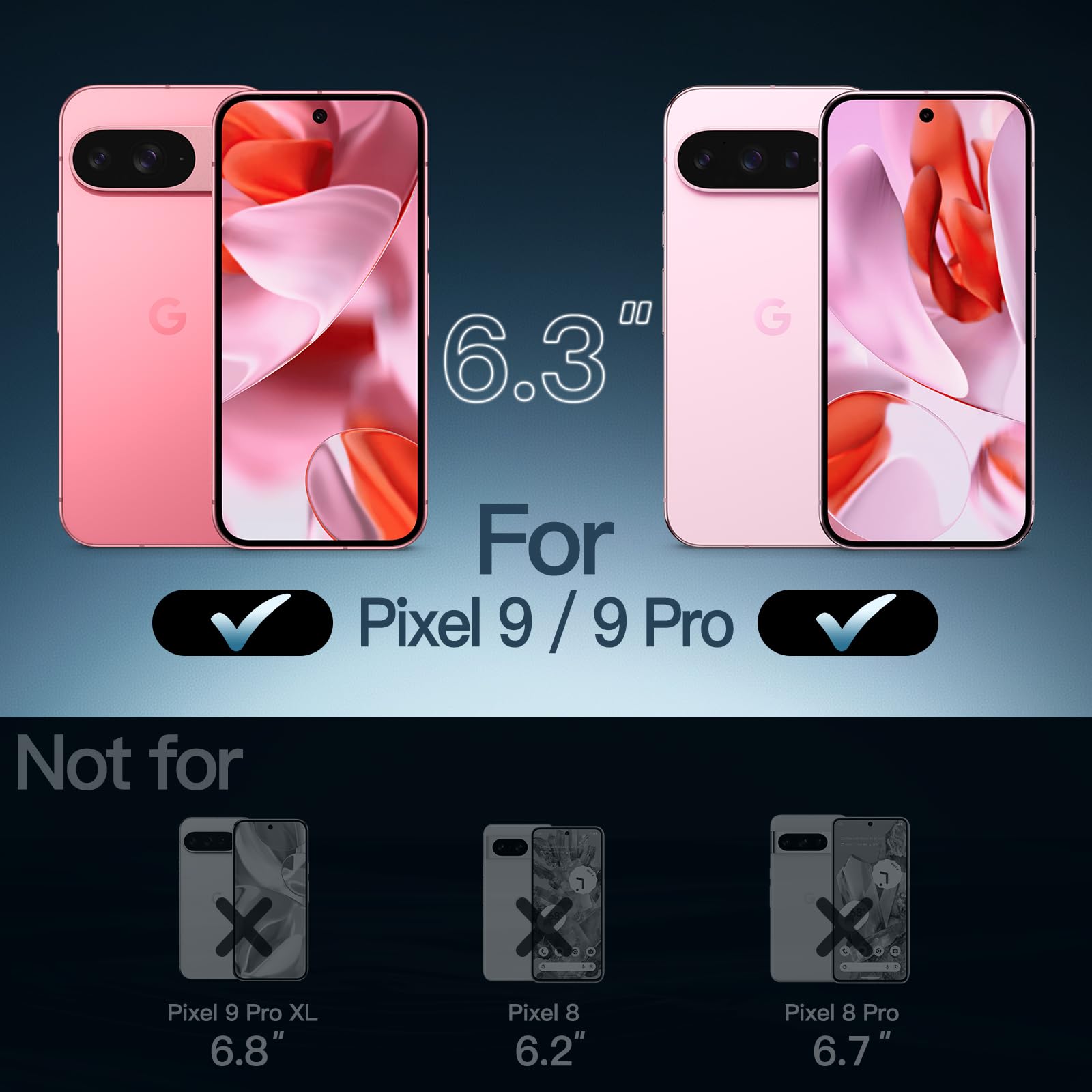 JETech Shockproof Phone Case for Google Pixel 9/9 Pro 2024 - Non-Yellowing Bumper Protective Cover with Anti-Scratch Hard PC Back (Peony Pink) - Perfect for Daily Use, Outdoor Activities & Travel Protection
