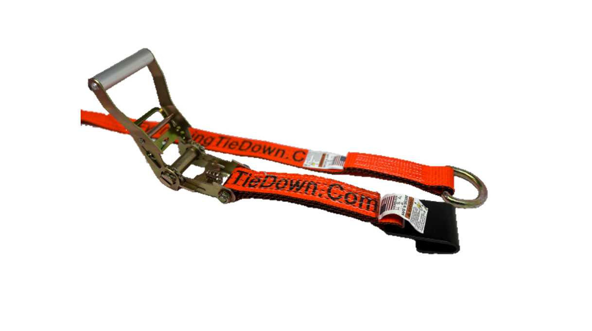 2-Pack 8' Orange Tecnic Lasso Straps with Flat Hook Ratchets - Heavy Duty Tie Down Straps for Cargo, Motorcycle, ATV & Truck Securing (4 PACK) - Perfect for Transport, Moving & Outdoor Adventures