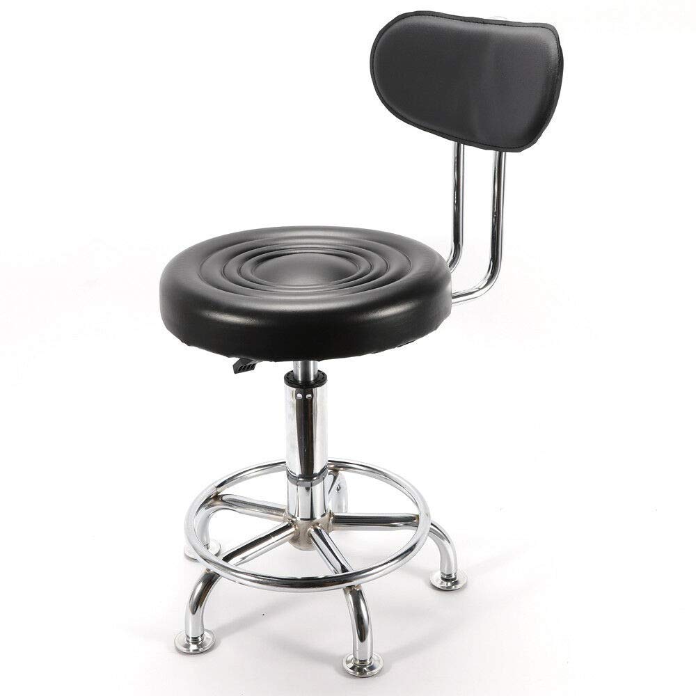 360-Degree Adjustable Rolling Stool with Backrest - Ergonomic Office Chair for Desk, Home Kitchen, Massage, Medical Salon, Artist & Spa - Heavy Duty Swivel Stool for Comfortable Seating (Black) - Perfect for Workstations, Hair Salons, Tattoo Parlors & Home Offices