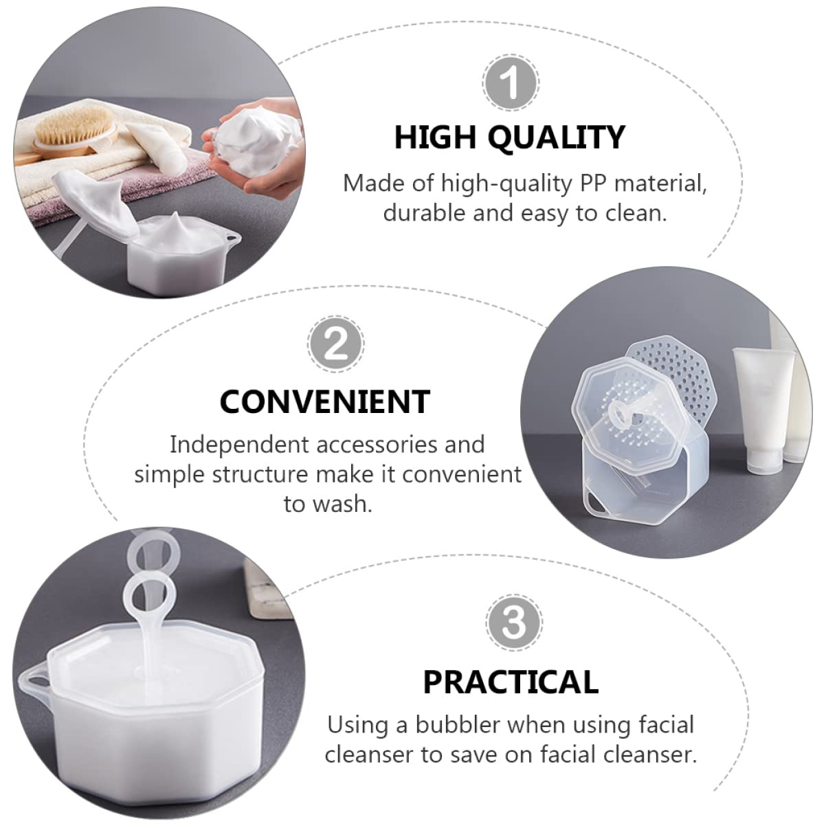 6-Piece Manual Foam Cup Face Cleansing Set - Skin Care Tools for Women with Rich Lather Maker, Mini Frother & High Capacity PP Bubble Cup - Perfect for Daily Facial Cleansing & Spa Skincare Routine