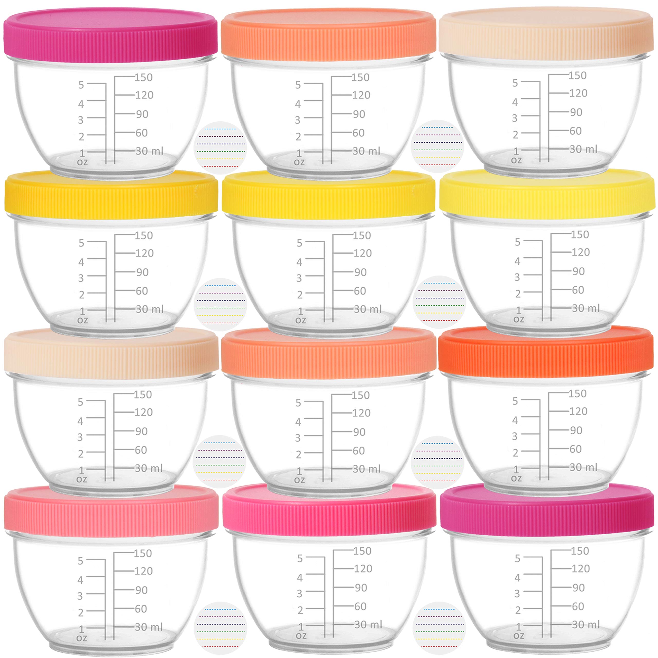 Youngever 18-Piece 6oz Baby Food Storage Containers with Lids - 9 Vibrant Pink Colors, BPA-Free, Leakproof, Microwave & Freezer Safe - Perfect for Homemade Baby Food, Meal Prep & On-the-Go Feeding