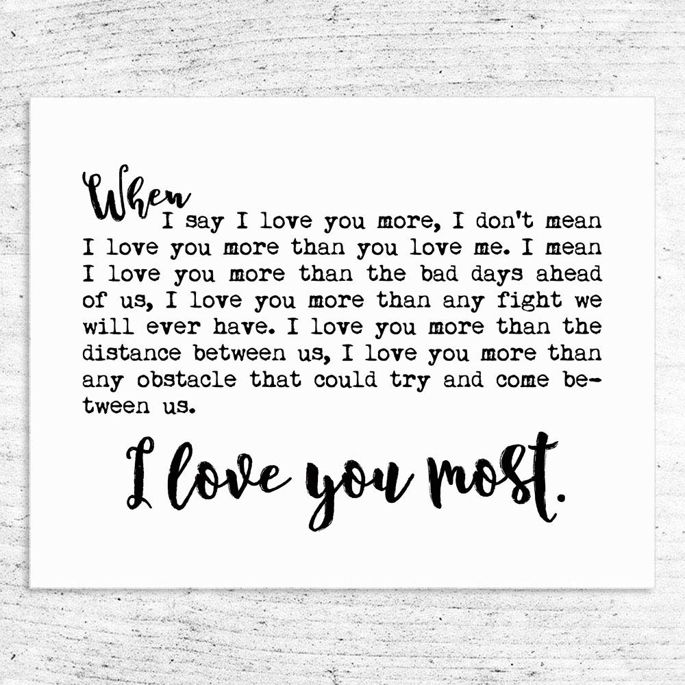 Romantic 'I Love You Most' Wall Art Sign - 11x14 Inch Unframed Home Decor for Bedroom & Living Room - Perfect for Couples, Anniversaries & Valentine's Day Gifts