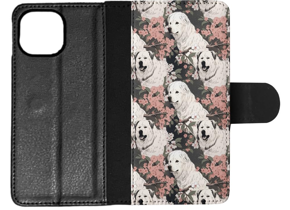 **Stylish Pyrenean Mastiff Puppy Dog Pattern Faux Leather Flip Wallet Phone Case for Apple iPhone 14 - Perfect for Daily Use & Gift Giving**