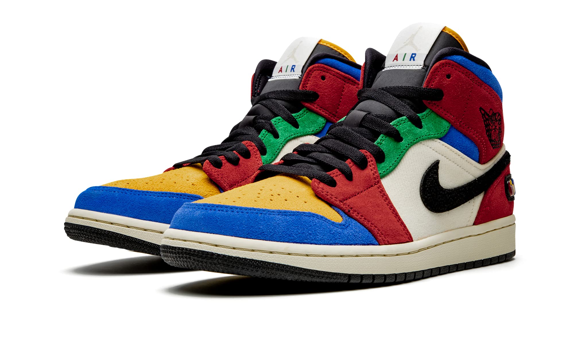 Nike Men's Air Jordan 1 Mid SE Basketball Shoes - FRLS NA Muslin/Black/Varsity Red Suede | Casual Sneakers for Streetwear & Sports | Size [Your Size]