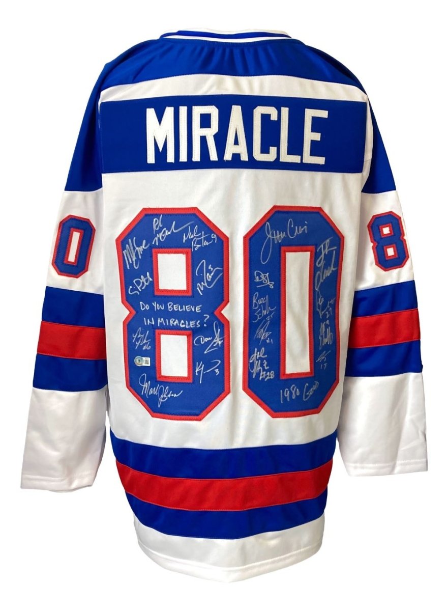 1980 USA Hockey Team Signed White Olympic Jersey - 18 Autographs - 