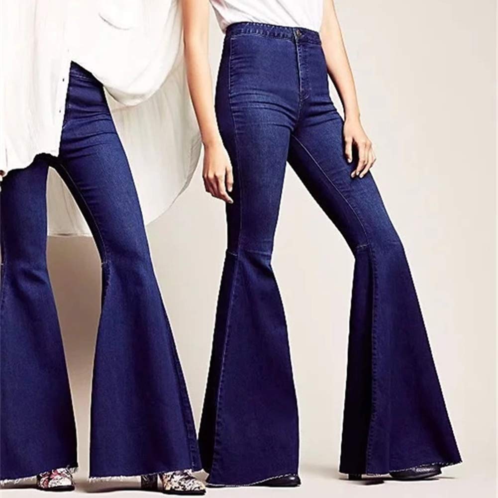 Women's High Waist Flared Jeans - Stretchy Bell Bottom Denim Pants with Fitted Design | Perfect for 70s Retro Style, Casual Outfits & Vintage Fashion Looks
