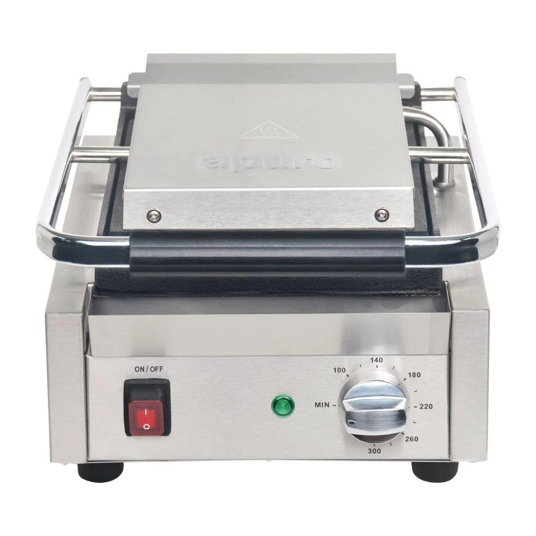 Apuro Single Contact Grill with Removable Ribbed Plates - Perfect for Paninis, Sandwiches & Steaks at Home