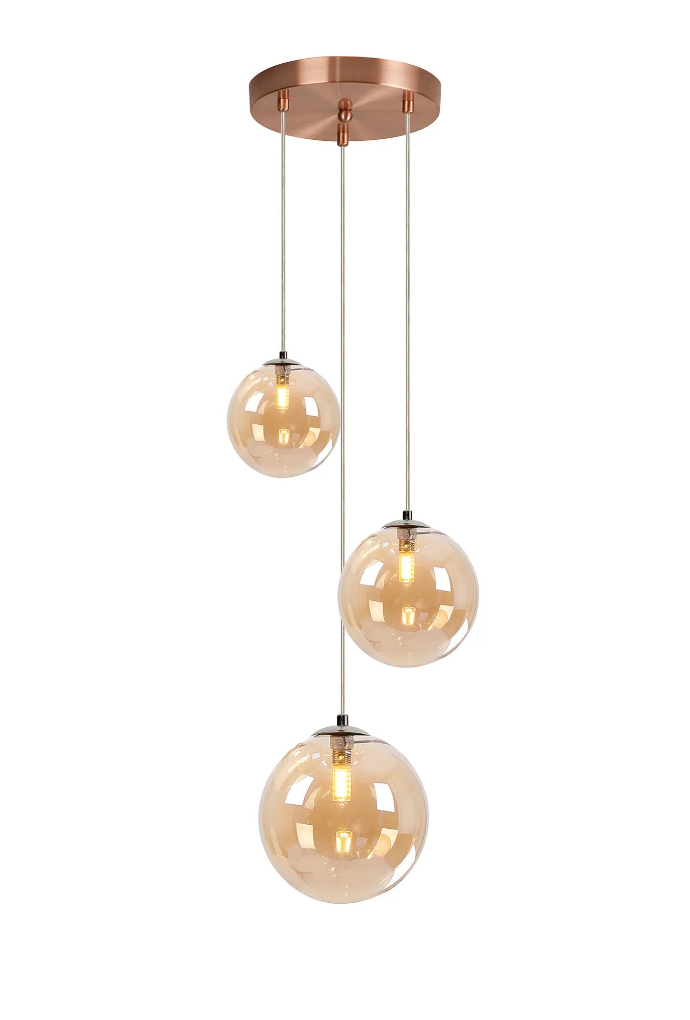 Austin 31cm Round Glass Pendant Light Fixture with 3 G9 Bulb Sockets - Perfect for Kitchen Island, Dining Room, and Modern Home Lighting