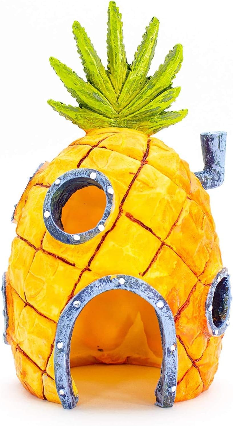 Penn-Plax SpongeBob SquarePants Officially Licensed Pineapple House Aquarium Ornament - Medium Size for Fish Tank Decor - Perfect for Tropical & Freshwater Aquariums