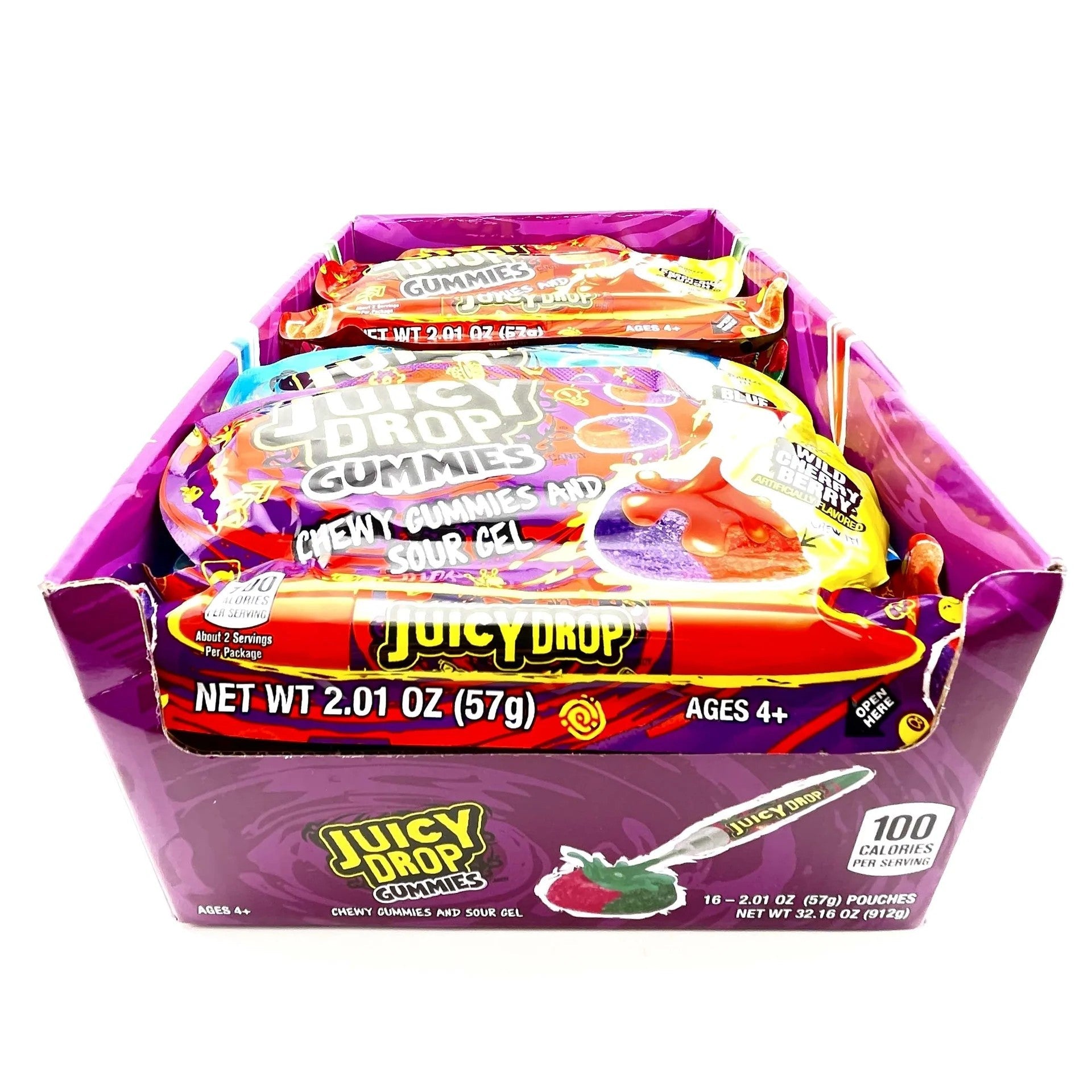 Bazooka Juicy Drop Gummies - 16 Count Box | Sour & Sweet Candy for Kids, Parties, Halloween Treats & Movie Snacks