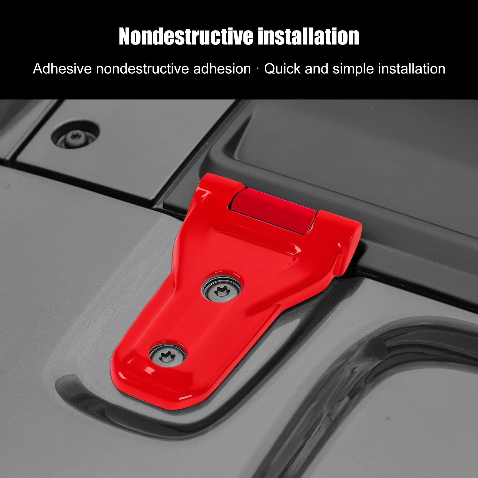 Hoolcar Red Engine Hood Hinge Cover for 2018-2021 Jeep Wrangler JL JLU & Gladiator JT - Exterior Decoration Accessories | Off-Road Upgrade & Customization