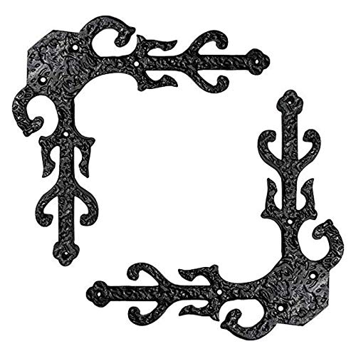 Gozan Decorative Heavy Duty Antique Cast Iron Dummy Corner Door Hinges - Black Powder Coated Faux Hardware for Barn Doors, Gates, Wooden Trunks & Furniture - Perfect for Rustic Home Decor, Farmhouse Style & Vintage DIY Projects