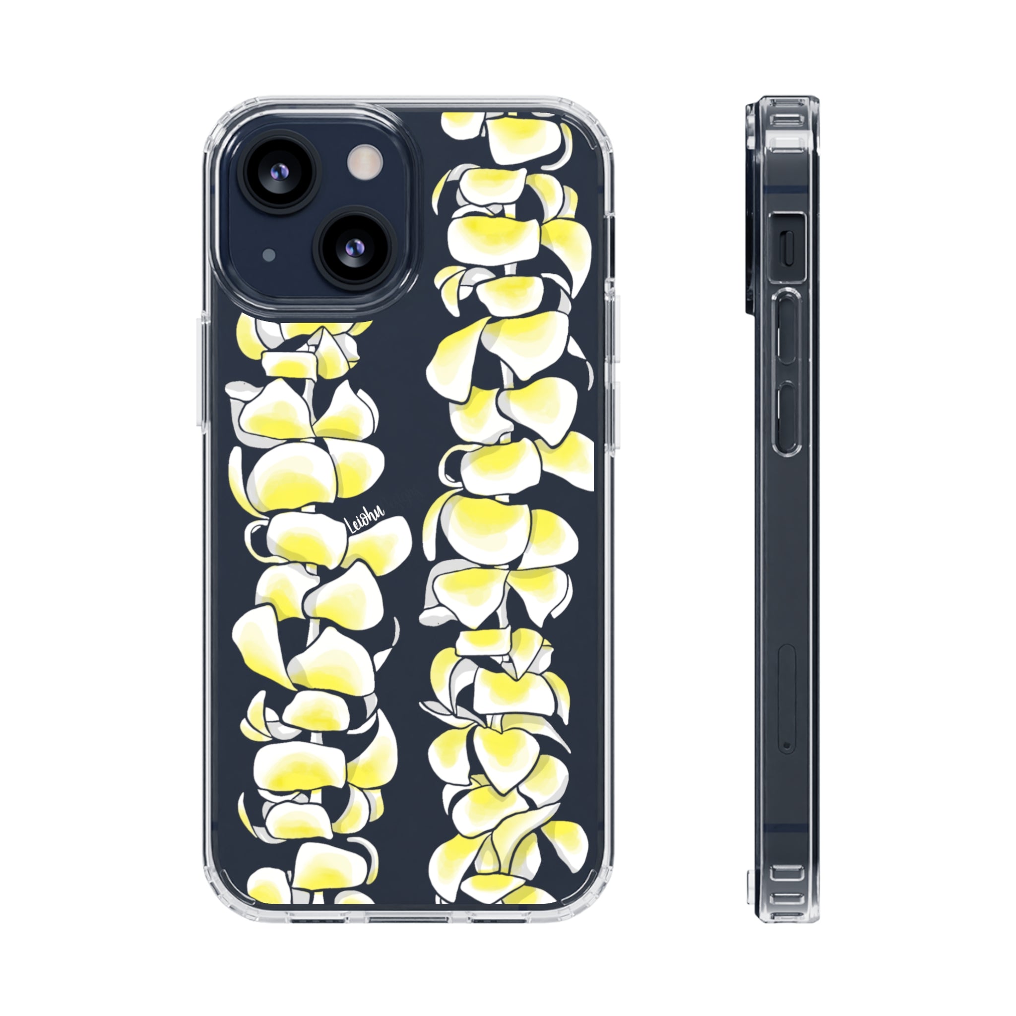 Hawaiian Plumeria Flower Lei Design Clear Phone Case - Durable Protective Cover for iPhone & Samsung - Perfect for Luau Parties, Beach Vacations & Summer Festivals