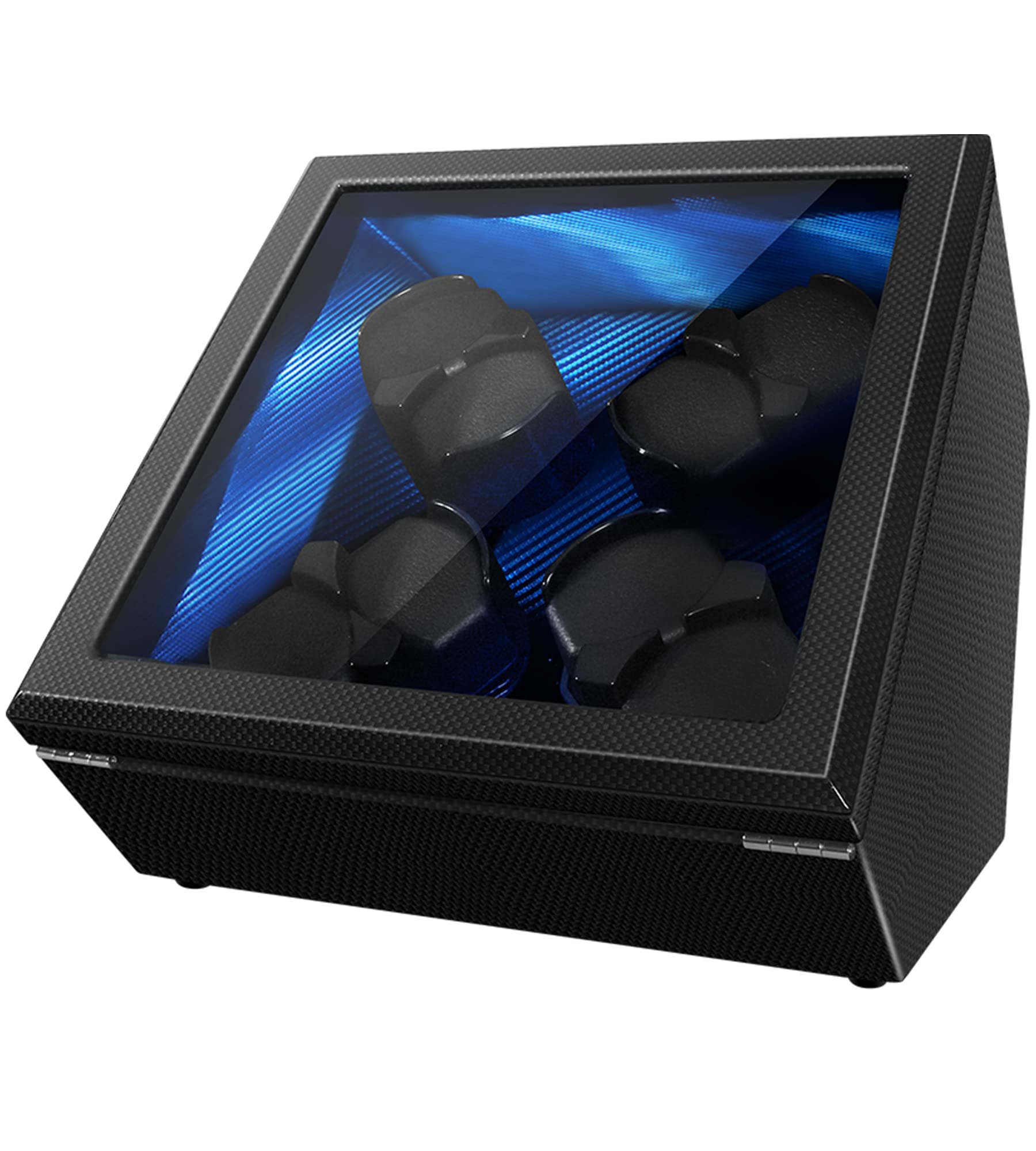 MetaBay 8-Watch Automatic Winder with Carbon Fiber Design & Blue LED Light - Flexible Watch Pillows for Rolex, Omega, Patek Philippe - Perfect for Watch Collectors & Luxury Storage (Home/Office/Travel Use)