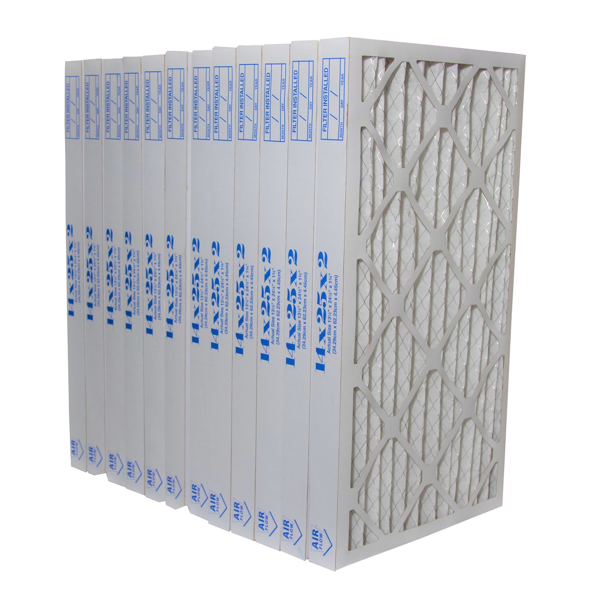 14x25x2 MERV 8 Pleated Air Filters - Case of 12 | High Efficiency Furnace & AC Filters for Home, Office & Commercial Use | Dust, Pollen & Allergen Reduction