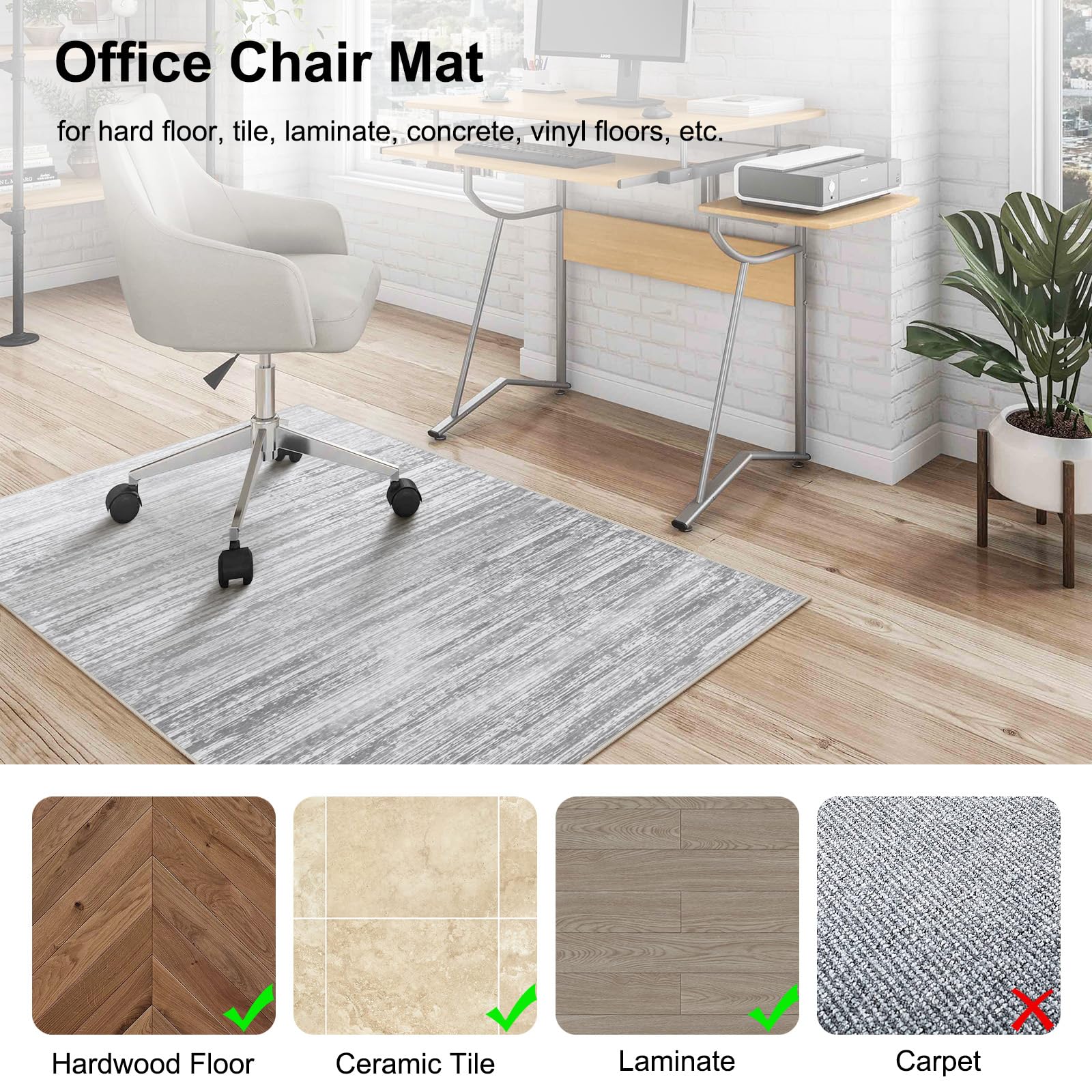 Anidaroel Ombre Office Chair Mat for Hardwood Floors 48