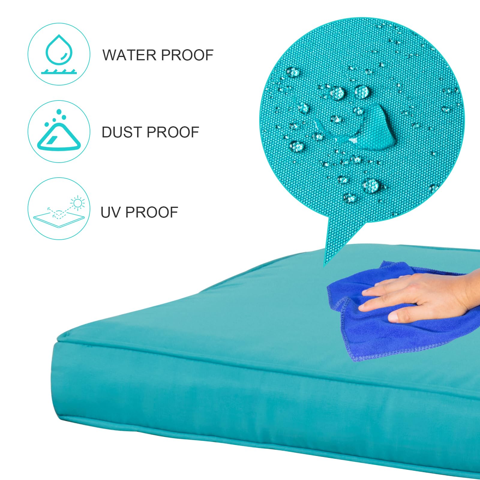 7-Piece Outdoor Cushion Covers Set for Patio Furniture - Water-Resistant Replacement Slipcovers for Rattan Sectional Sofa with Zipper Closure (Turquoise, 14