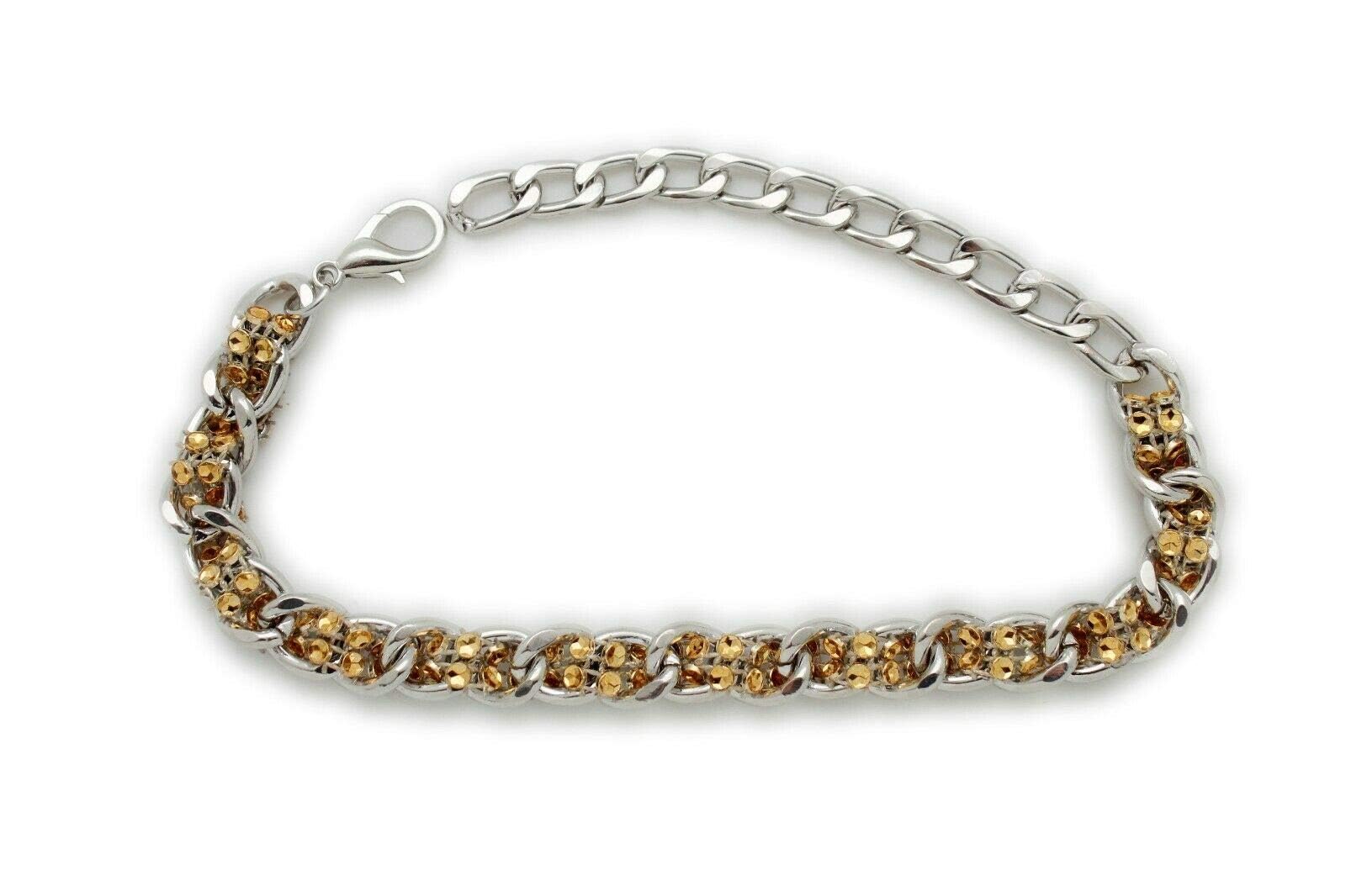 Western Silver Boot Bracelet for Women - Metal Chain Ankle Jewelry with Gold Mesh Beads - Chunky Statement Bangle Shoe Charm - Perfect for Cowgirl Outfits, Country Concerts & Boho Fashion