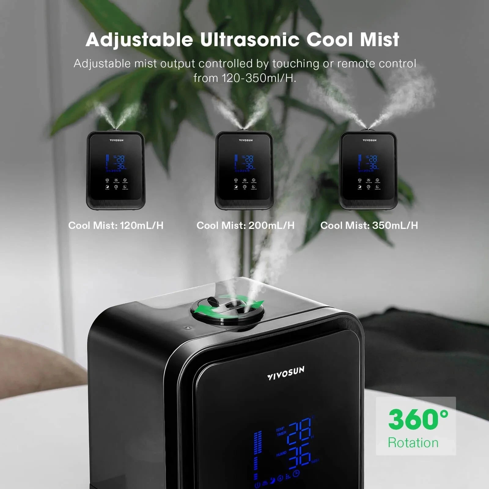 VIVOSUN 4.5L 2-in-1 Cool & Warm Mist Humidifier for Bedroom, Nursery & Office - Ultrasonic Air Humidifier with Adjustable Mist & Night Light for Dry Skin, Allergies & Better Sleep