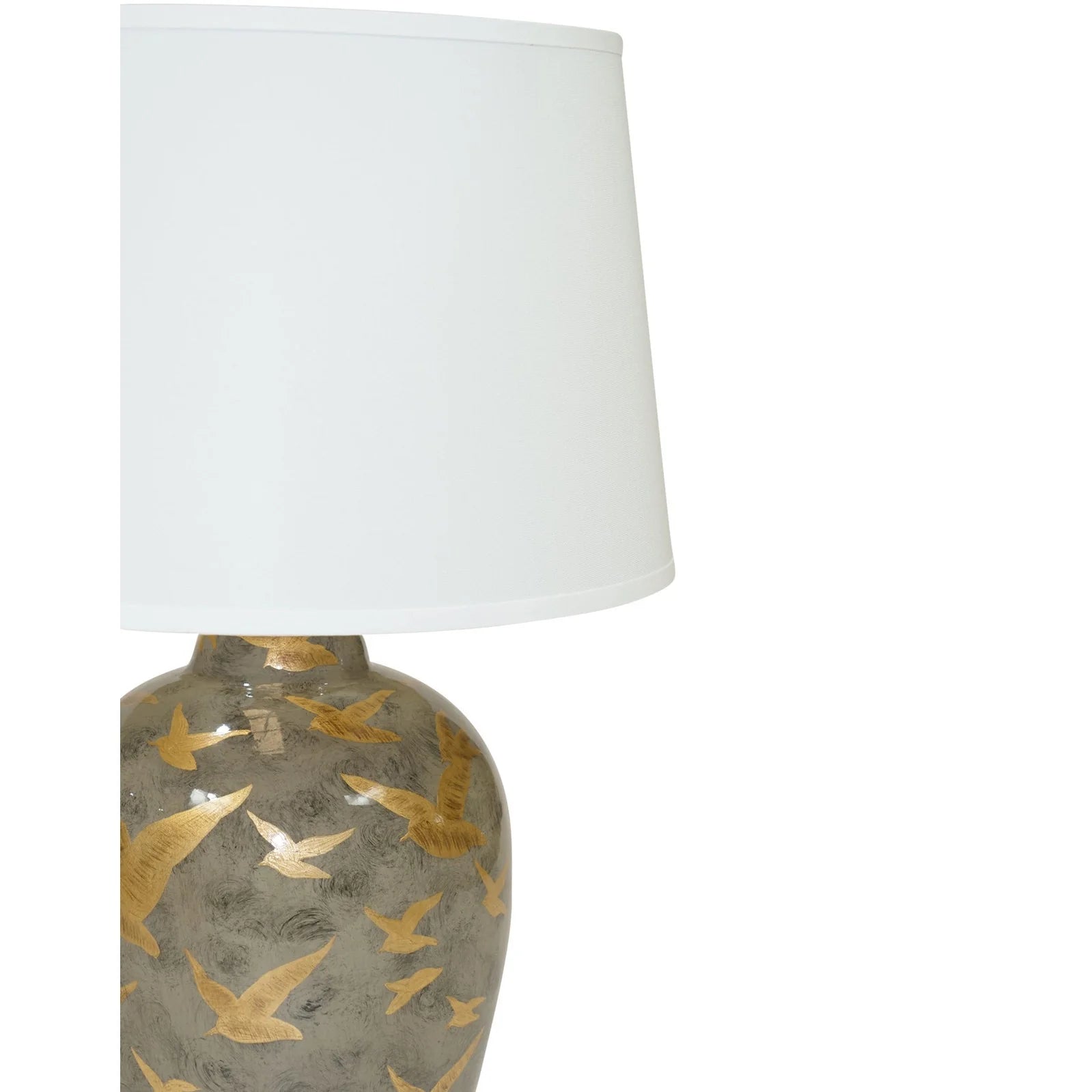 Ashford Small & Large Lamps - Charcoal Grey with Bird Pattern Finish - Perfect for Bedroom, Living Room & Office Decor