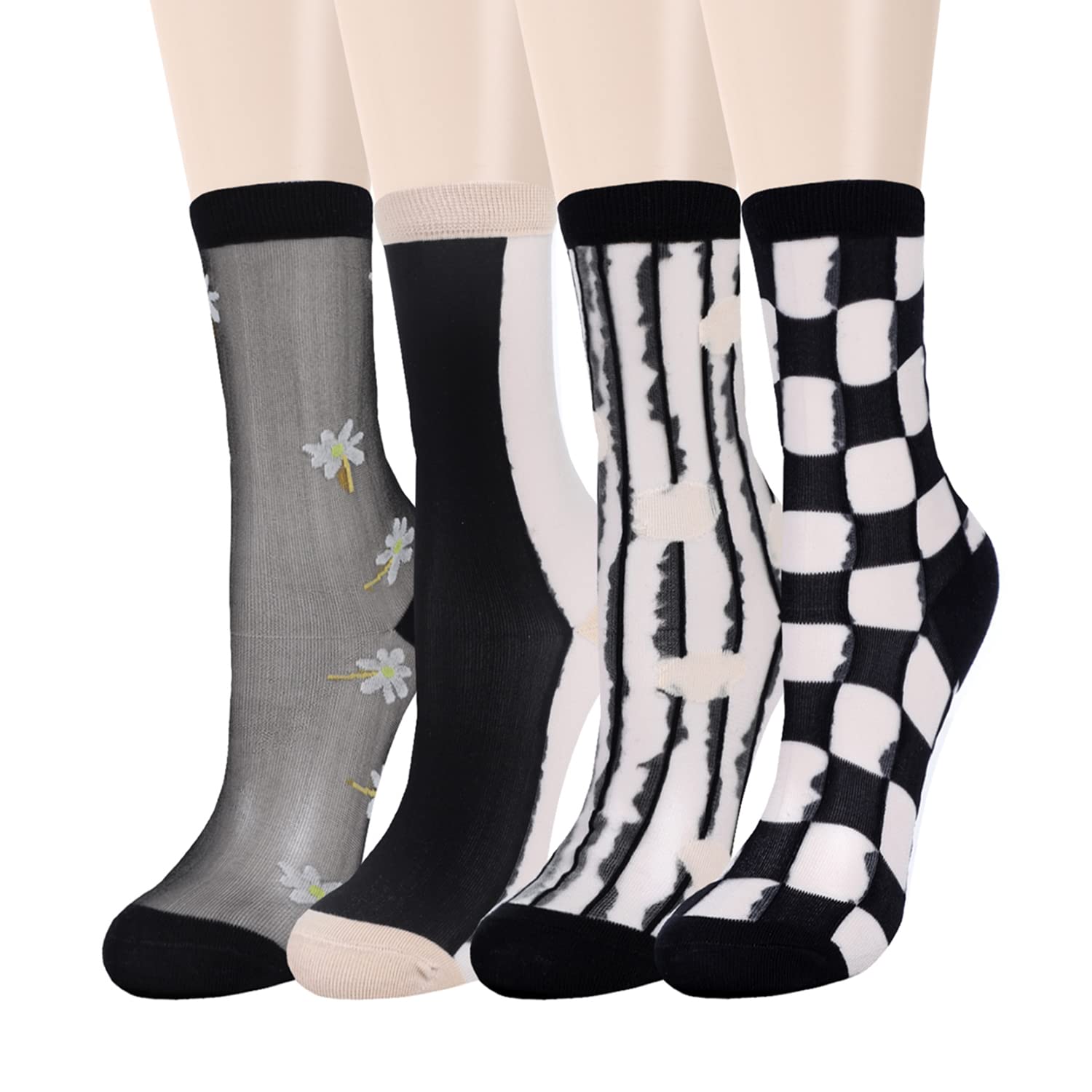 Violet Mist Women's Sheer Mesh Socks - Transparent Nylon for Summer & Fashion