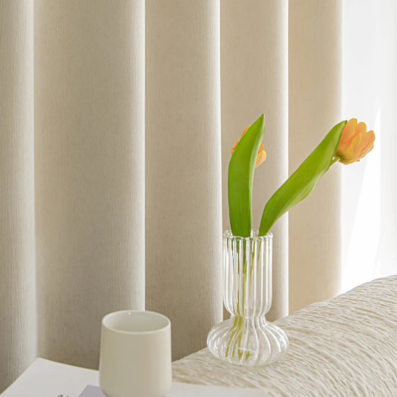 Juliet Chenille Minimalist Jacquard Blackout Custom Curtains for Living Room & Bedroom - Thermal Insulated Light Blocking Drapes for Home Decor
