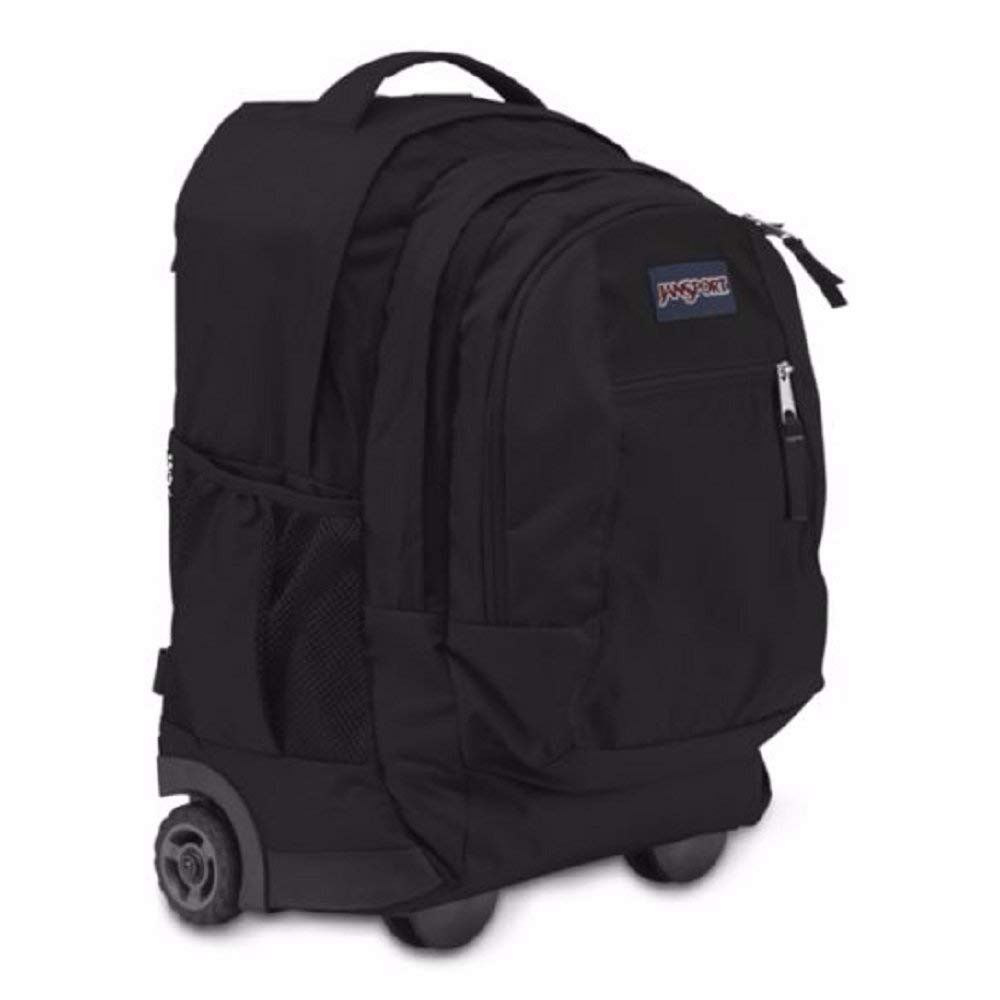 JanSport Driver 8 Wheeled Backpack - Black Rolling School Backpack for Students & Travel | Durable Carry-On Luggage with Wheels for College, Work & Airplane Trips