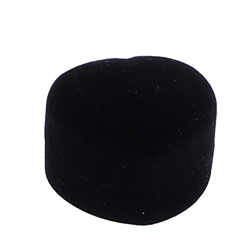Li'Shay Velvet Box Ring Holder - Black Heart Jewelry Organizer for Women | Elegant Ring Display Case for Engagement, Wedding & Travel | Perfect Gift for Brides & Jewelry Lovers