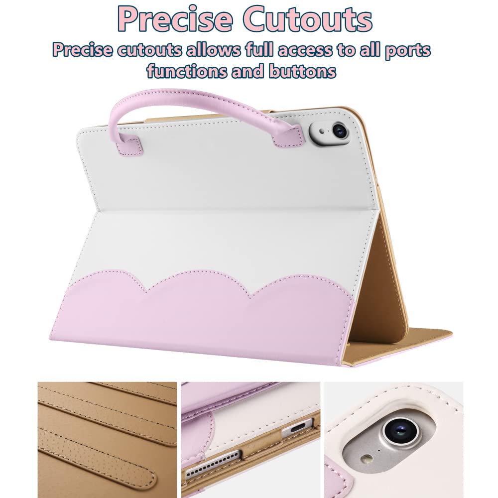 Stylish Pink Leather iPad Case for 11-inch iPad Pro (A16) 2025 & 10.9-inch iPad 10th/11th Gen 2022 - Slim Protective Cover with Stand, Hand Strap & Pocket - Perfect for Women, Girls & Kids - Ideal for Work, School & Travel