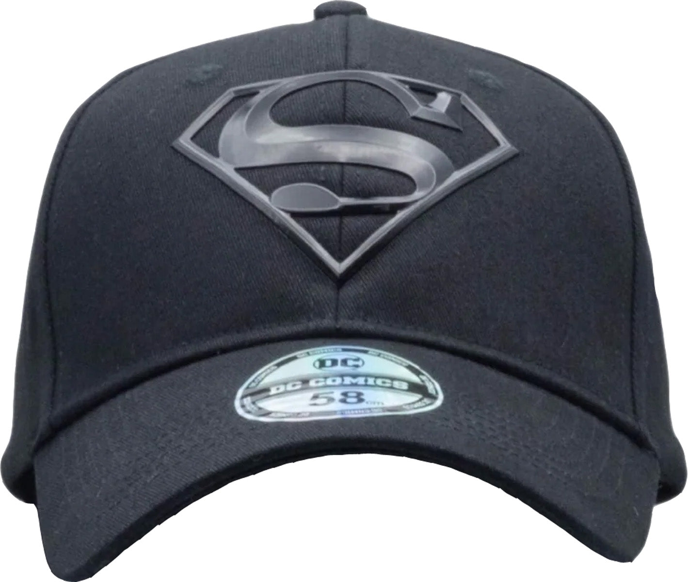 DC Comics Superman All Black Rubber Logo Baseball Cap for Men & Women - Stylish Superhero Fashion Hat for Casual Wear, Cosplay, and Collectors