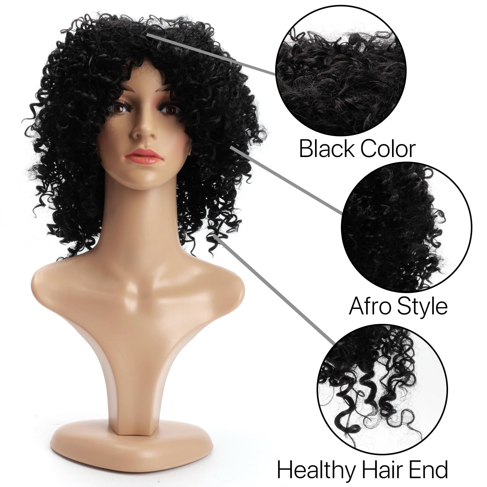 Berrylion Afro Wigs for Black Women | Synthetic Curly Human Hair Wig | Glueless Natural Black Wig for Daily Wear & Cosplay | Perfect for Protective Styling, Parties & Everyday Fashion