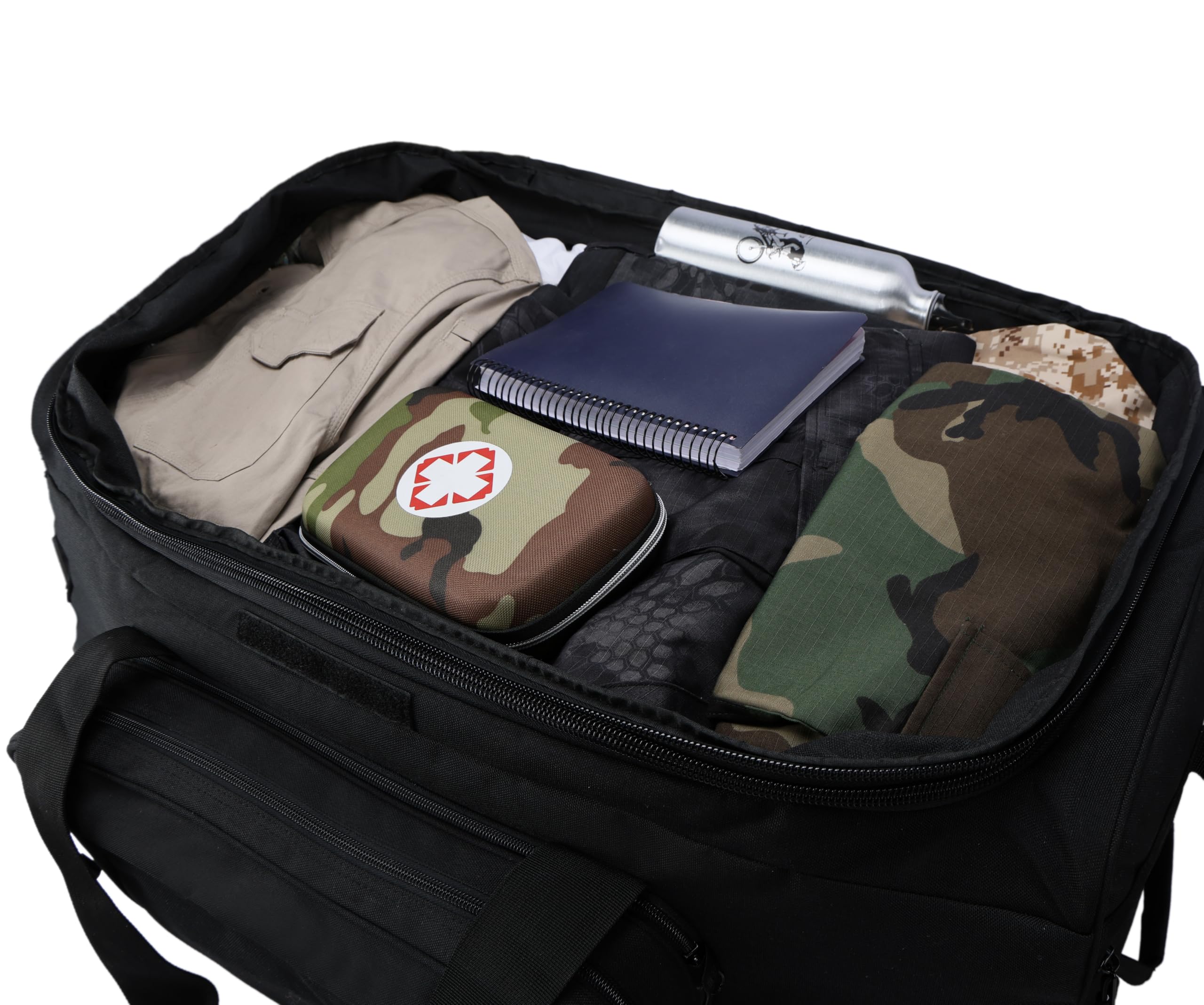 Military Duffle Bag with Wheels - Heavy Duty Deployment Gear Bag, Large Tactical Travel Duffel (Black) | Perfect for Army Deployment, Camping, Gym & Air Travel