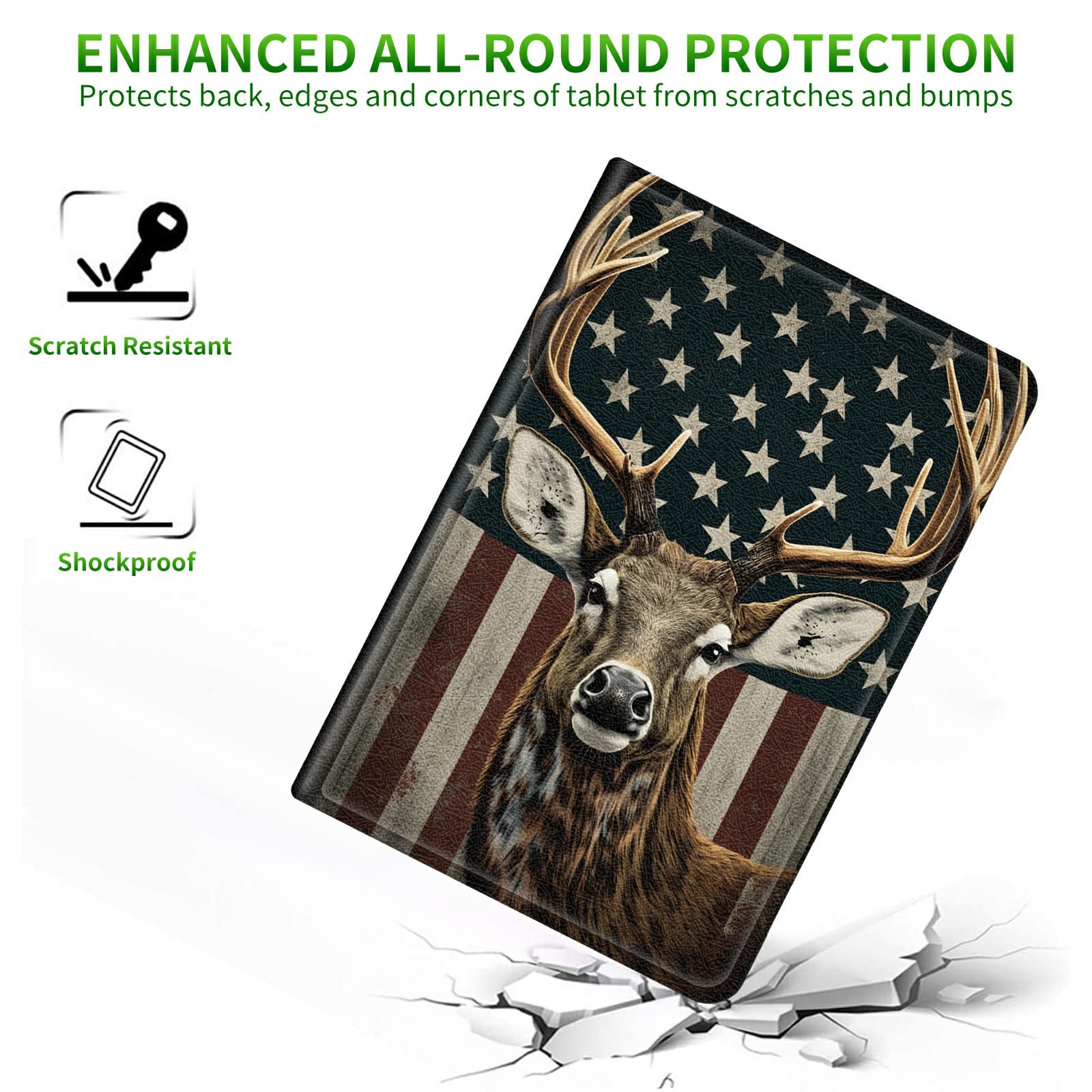 Premium Shockproof iPad Mini 7th/6th Gen Case (2024/2021 Model) - 8.3 Inch Multi-Angle Stand Protective Cover with American Flag Design for Men & Women | Perfect for Work, Travel & Home Use