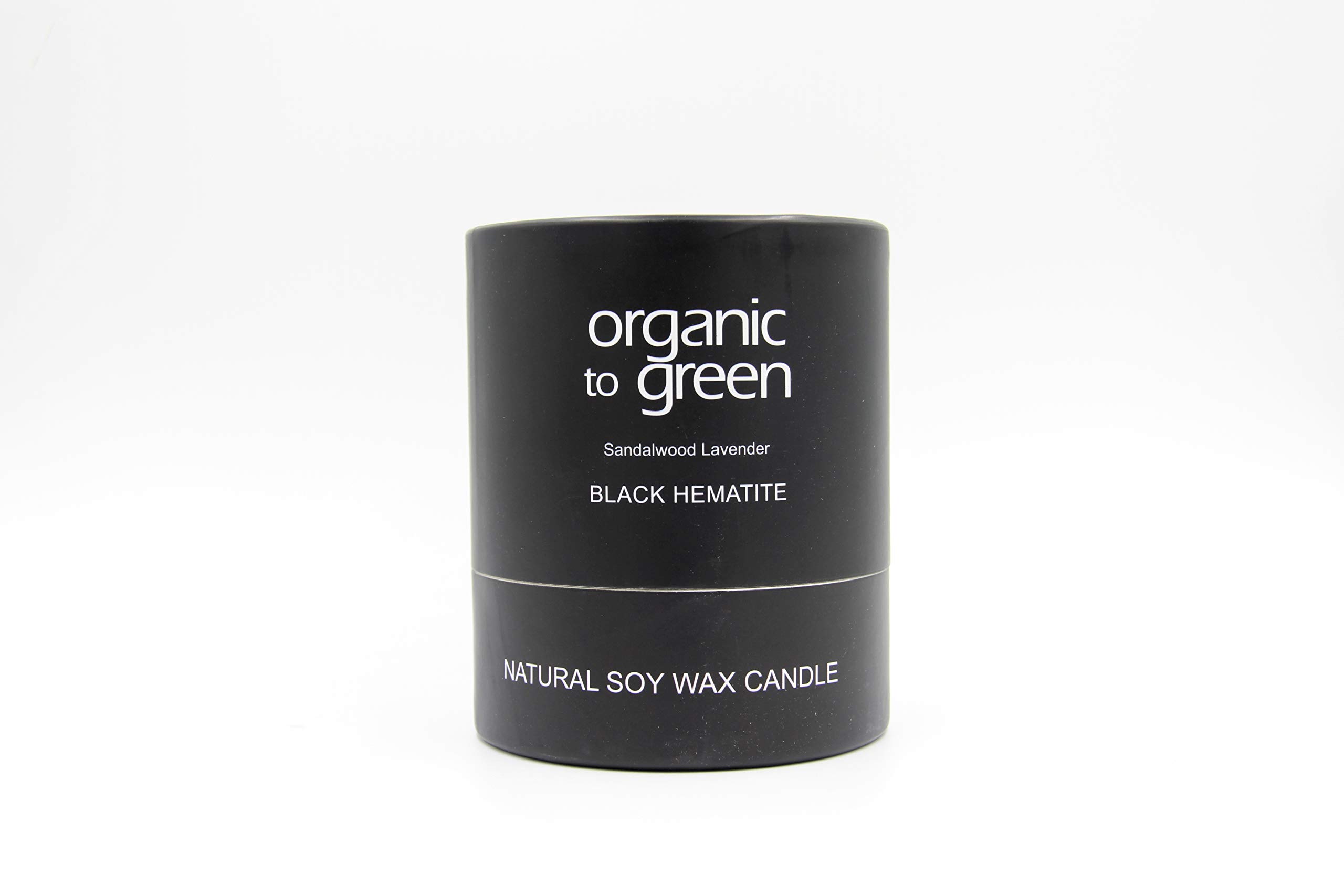 Organic Black Hematite Gemstone Candle - Sandalwood & Lavender Scented, Handmade Aromatherapy Candle for Relaxation, Meditation, Yoga and Home Decor
