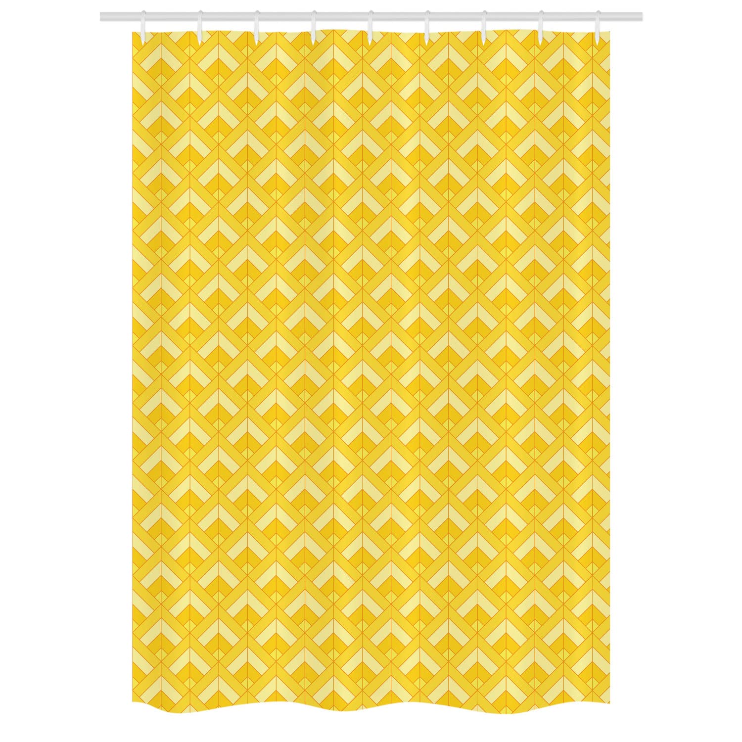 Ambesonne Geometric Mustard Yellow Shower Curtain Set with Hooks - Abstract Nested Rhombus Design, 54x78 Inches, Waterproof Bathroom Decor for Modern & Vintage Style Homes