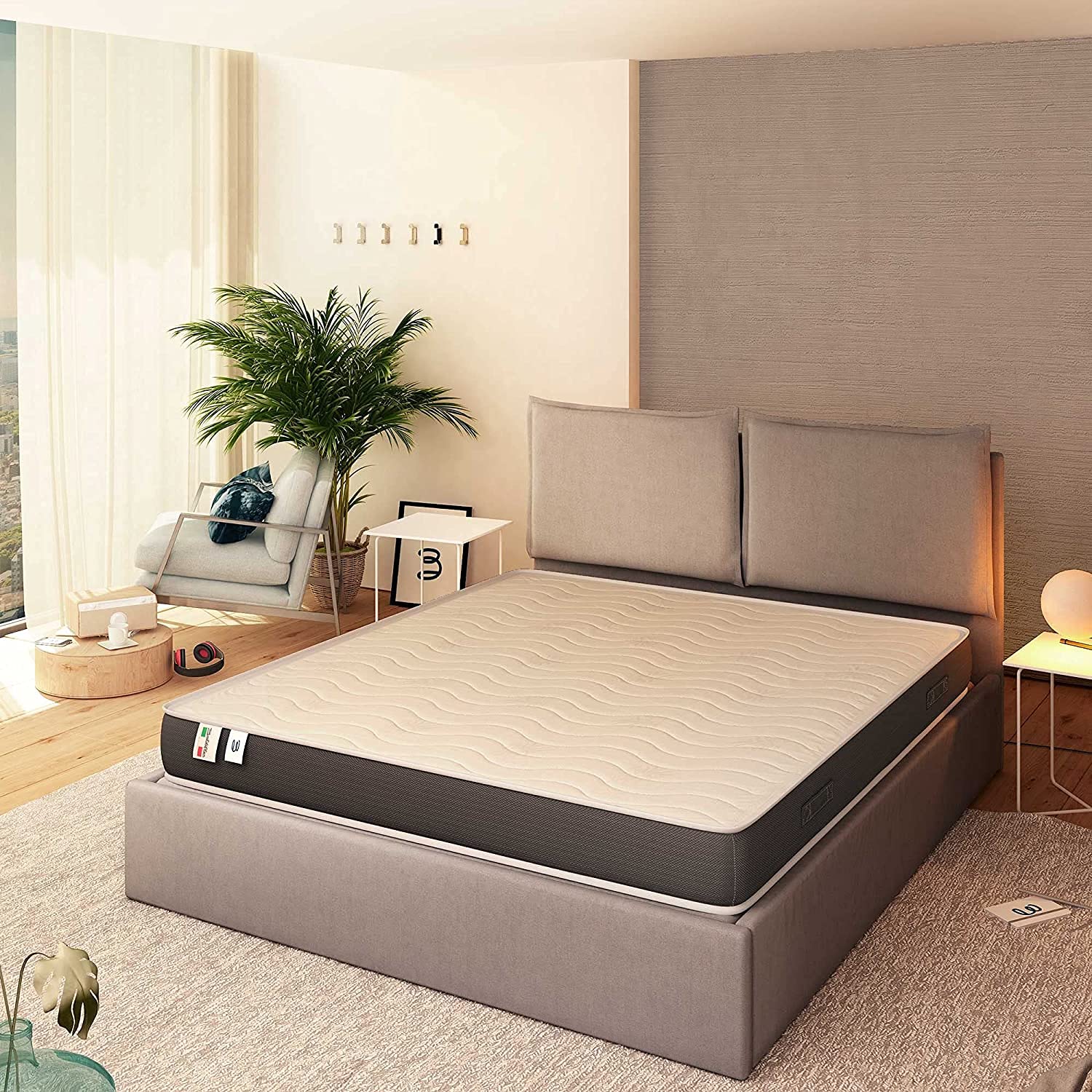 Baldiflex Waterfoam Single Power Mattress with Aloe Vera Cover, 3D Massage Band, Ergonomic, Breathable, Anti-Dust Mite - 70x190cm + Free Pillow - Perfect for Small Spaces, Guest Rooms & Dormitories