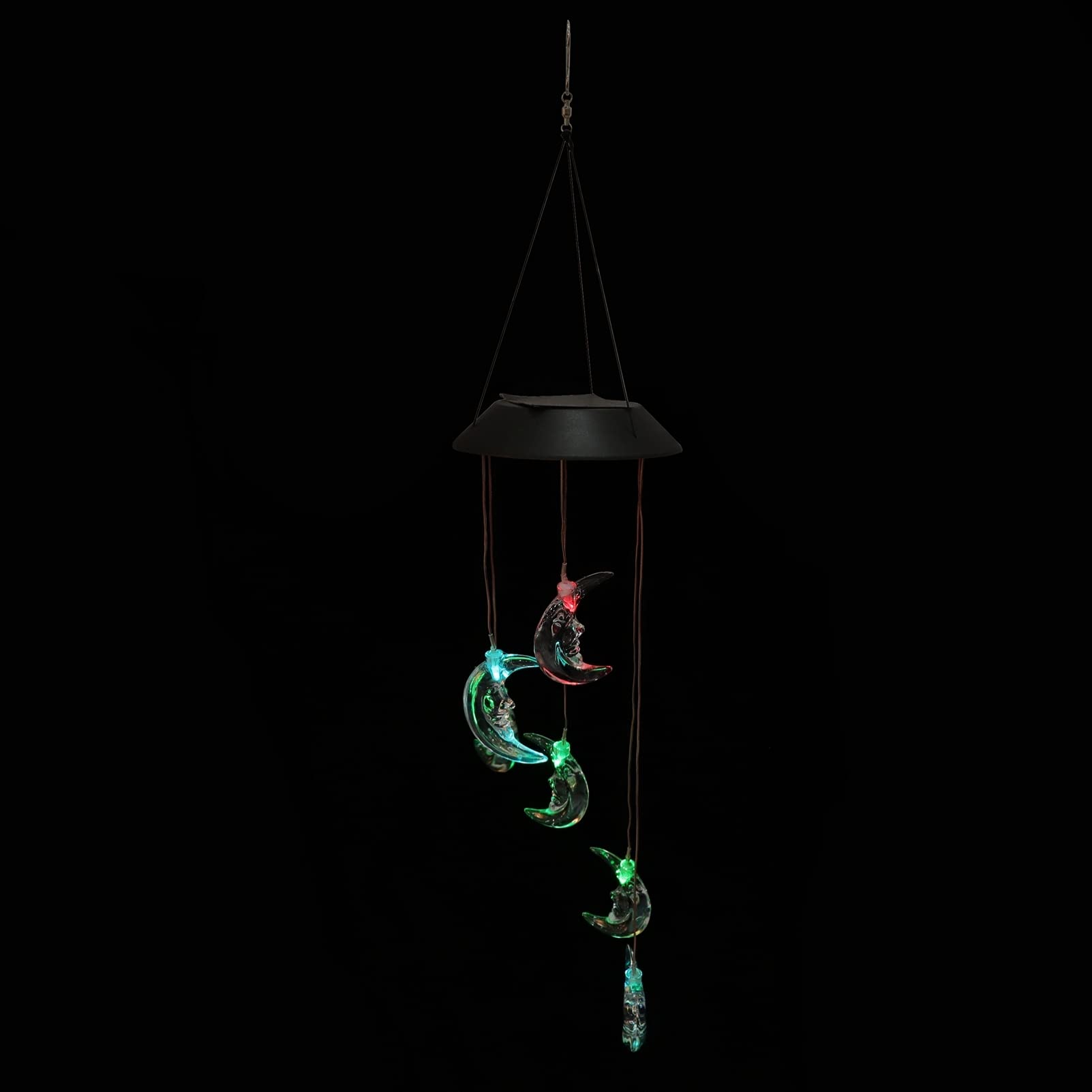 VOSAREA Solar Powered Wind Chime - Moon Star Color Changing LED Wind Chime for Outdoor Garden, Yard, Patio Decor | Perfect Gift for Home Decoration & Relaxing Ambience