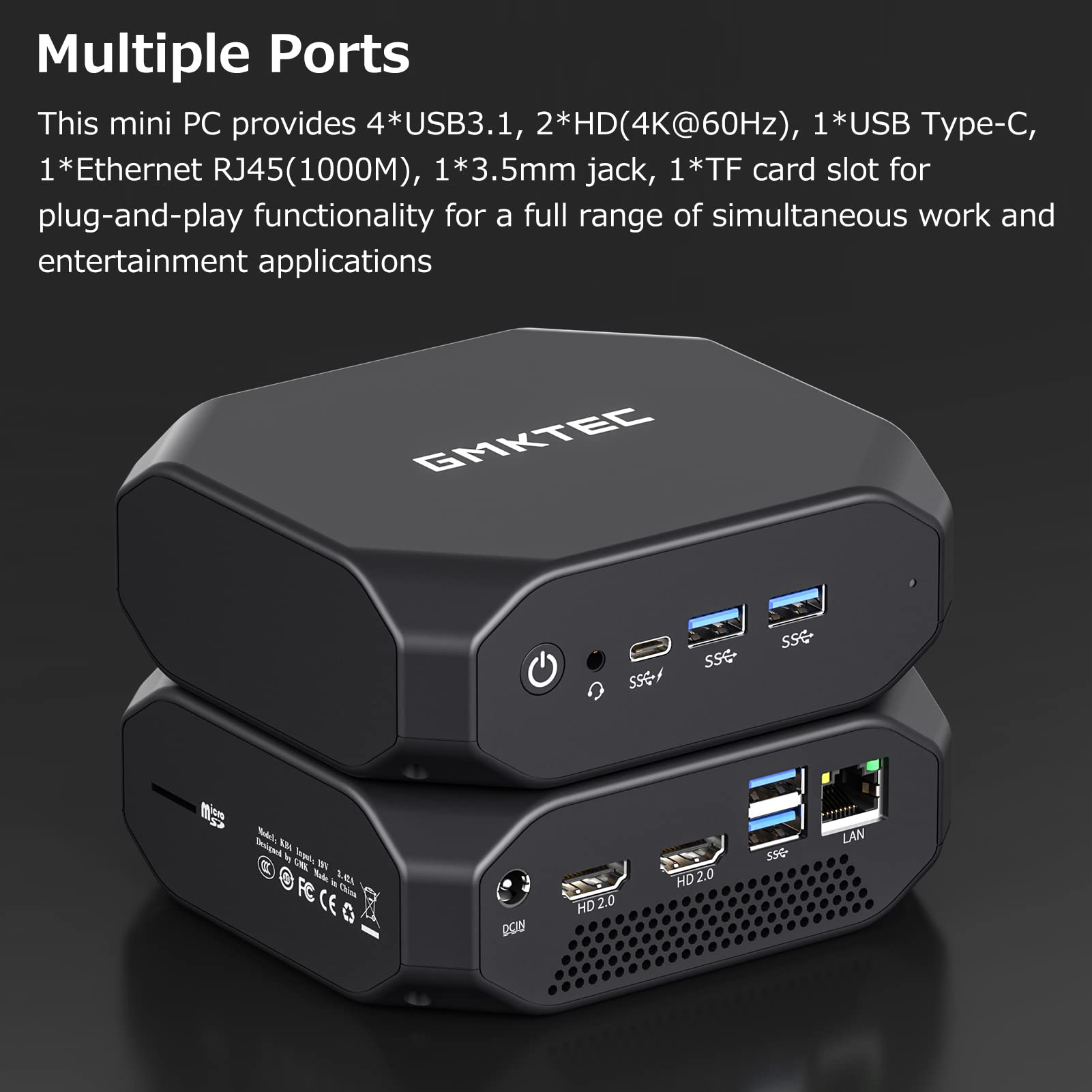 Lechnical KB4 Mini PC - AMD Ryzen 7 3750H, 16GB/512GB, Vega 10 GPU for Home & Office