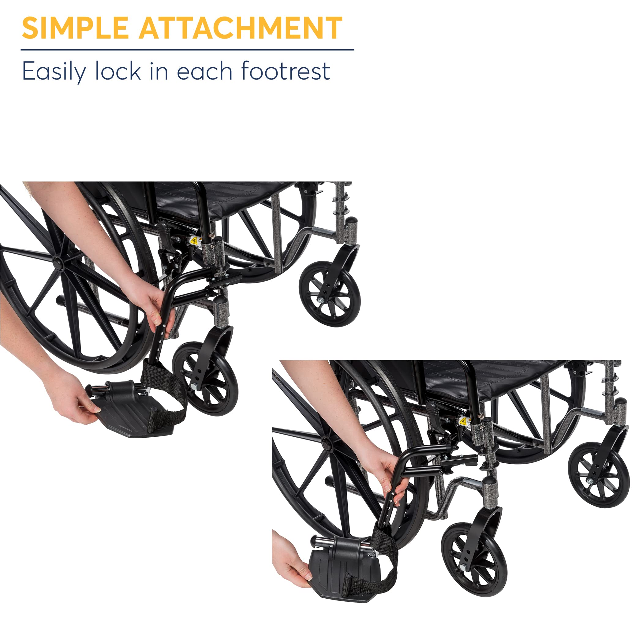 Drive Medical STDSF-TF Swing Away Footrests - Adjustable Mobility Aid for Wheelchairs & Transport Chairs (Black) | Ideal for Home Use, Travel & Daily Comfort